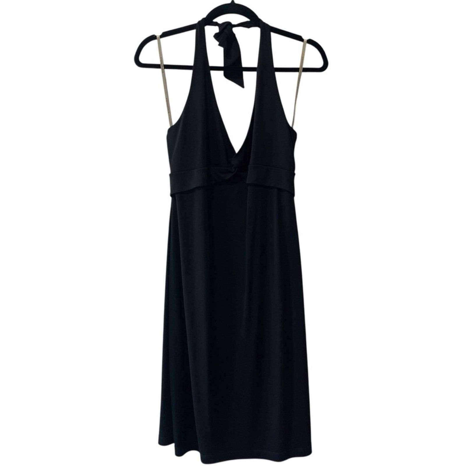 Bcbgmaxazria BCBG Max Azria Matte Jersey V Neck Halter Tie Midi Large Size L / US 10 / IT 46 - 1 Thumbnail