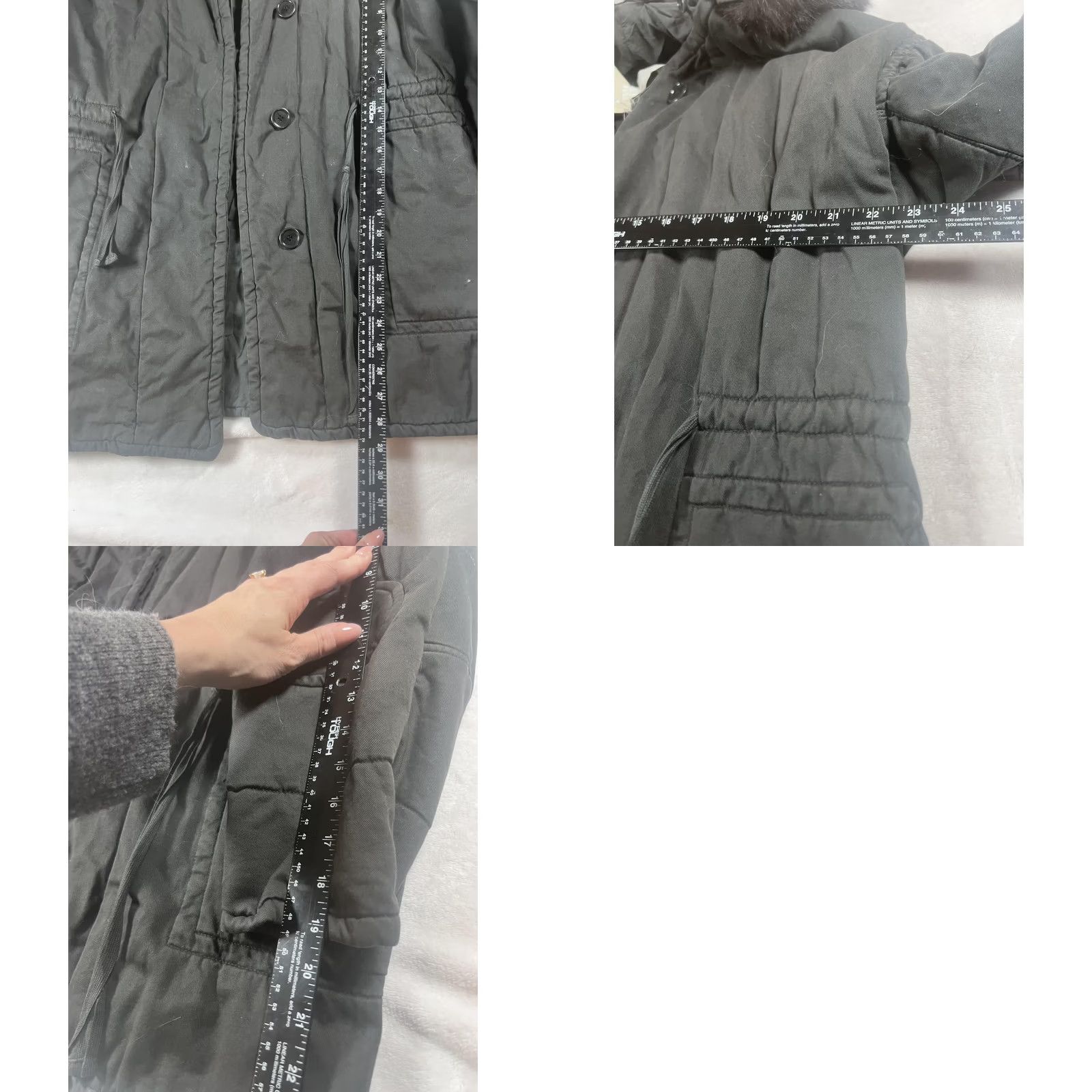 Vintage VINTAGE Isabel Marant Etoile Coat Womens 1 Black Fur Trim Hooded Canvas Parka Insulated Size XS / US 0-2 / IT 36-38 - 9 Thumbnail