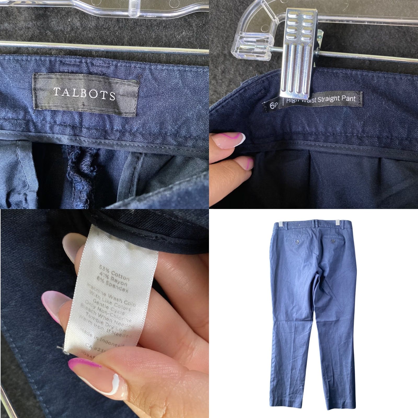 Talbots VINTAGE Talbots Womens Pants Blue Mid Rise High Waist Straight Ankle Workwear Stretch 6P Size 24" / US 00 / IT 34 - 8 Thumbnail