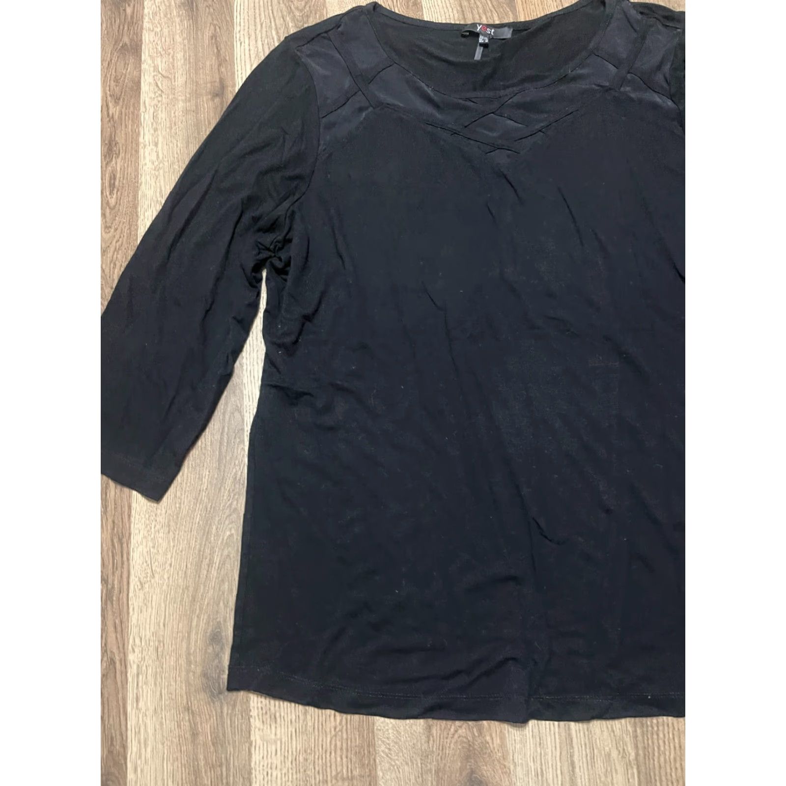 Vintage YEST Shirt Women's Size 14 Black 3/4 Sleeve Shirt Casual Modern Basic Tee Womens Size XL / US 12-14 / IT 48-50 - 3 Thumbnail