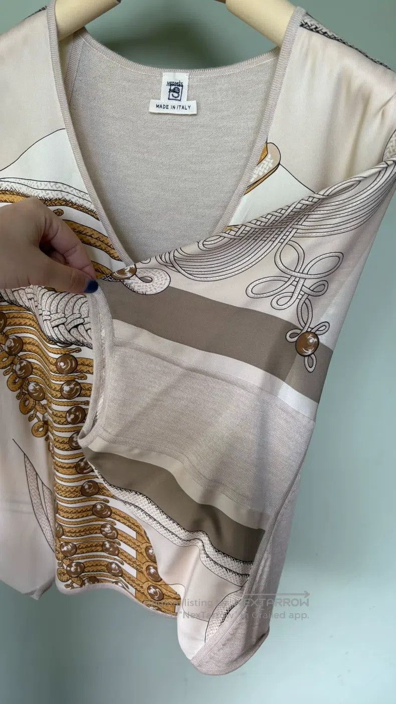 Hermes Hermes Brandenburg Silk and Cashmere Bat Sleeve Top Size XXS / US 00 / IT 34 - 4 Thumbnail