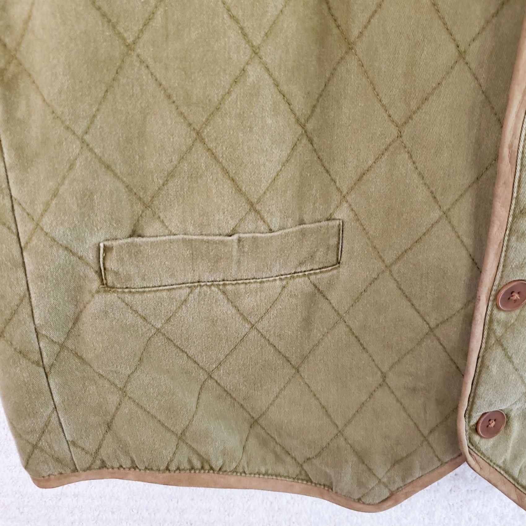 The Territory Ahead VINTAGE Territory Ahead Quilted Vest Mens L Green Cotton V Neck Button Front Hiking Size US L / EU 52-54 / 3 - 4 Thumbnail