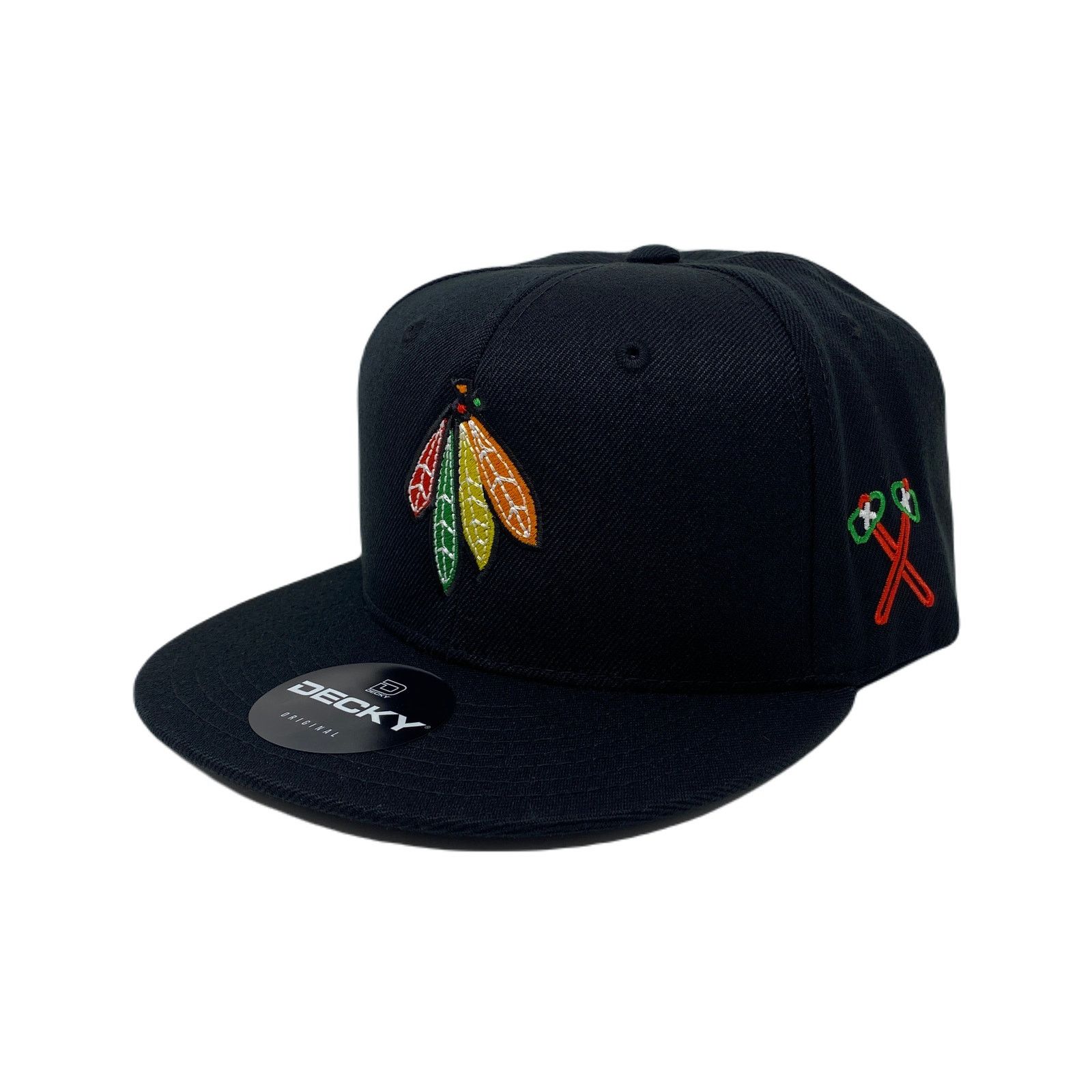 Other Indian Feathers Tomahawk Snapback Hat All Black Size ONE SIZE - 2 Thumbnail