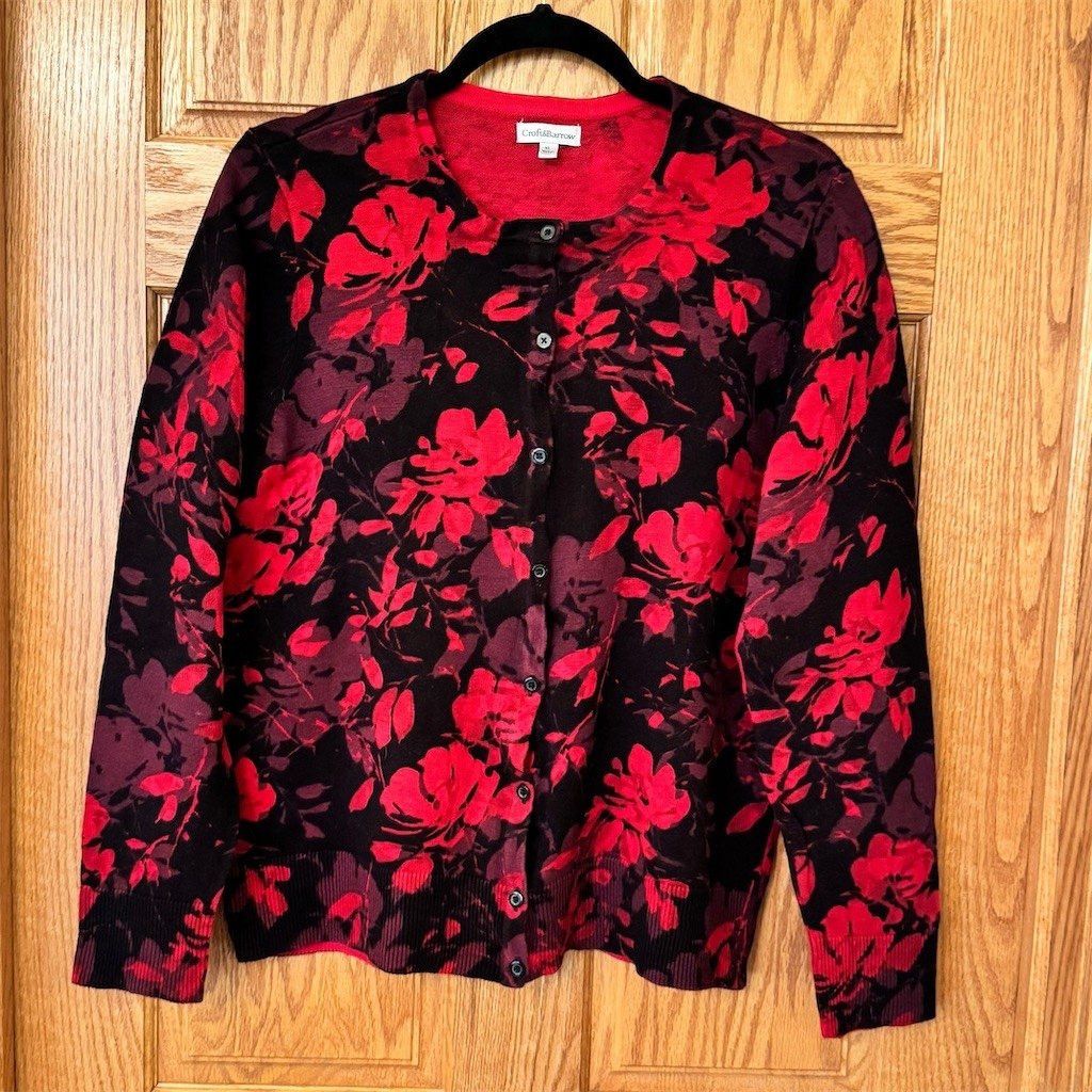 Croft & Barrow Croft & Barrow Cardigan Sweater Womens XL Floral Button Fro Size XL / US 12-14 / IT 48-50 - 1 Thumbnail