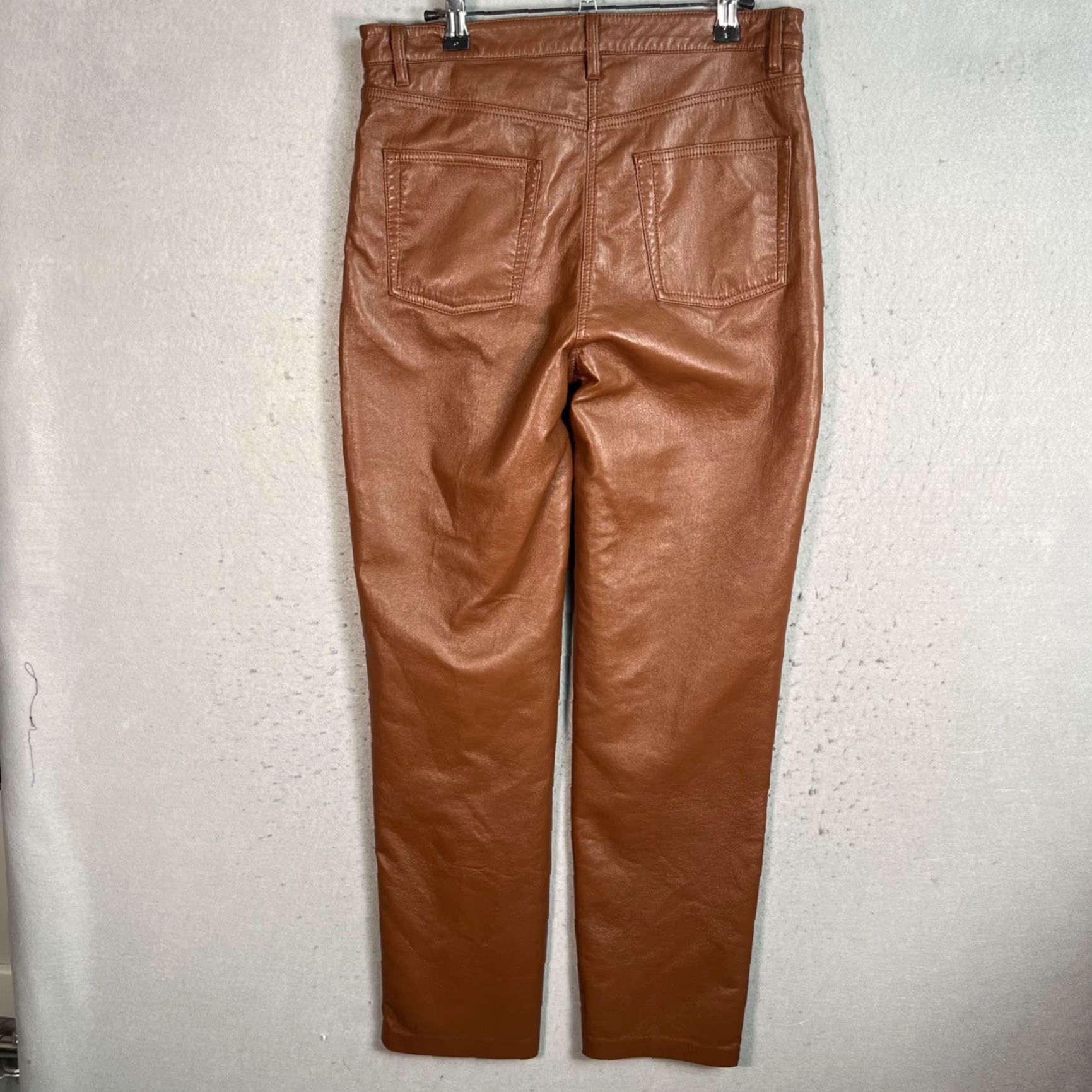 Vintage Wilfred Womens Size 10 Faux Leather High-Waisted Brown Pants Size 32" / US 10 / IT 46 - 2 Thumbnail