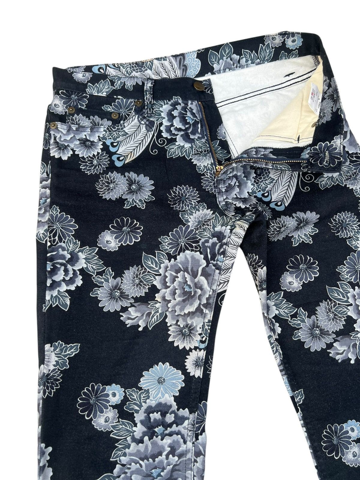 5351 POUR LES HOMMES Vintage GLAMDY Japan All Printed Bootcut Jeans Flare Size US 29 - 6 Thumbnail