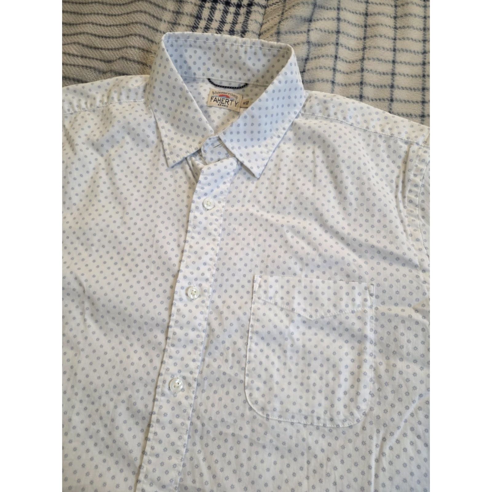 Faherty Faherty Movement Shirt White Geometric Button Down Stretch Supima Men's M Size US M / EU 48-50 / 2 - 2 Thumbnail