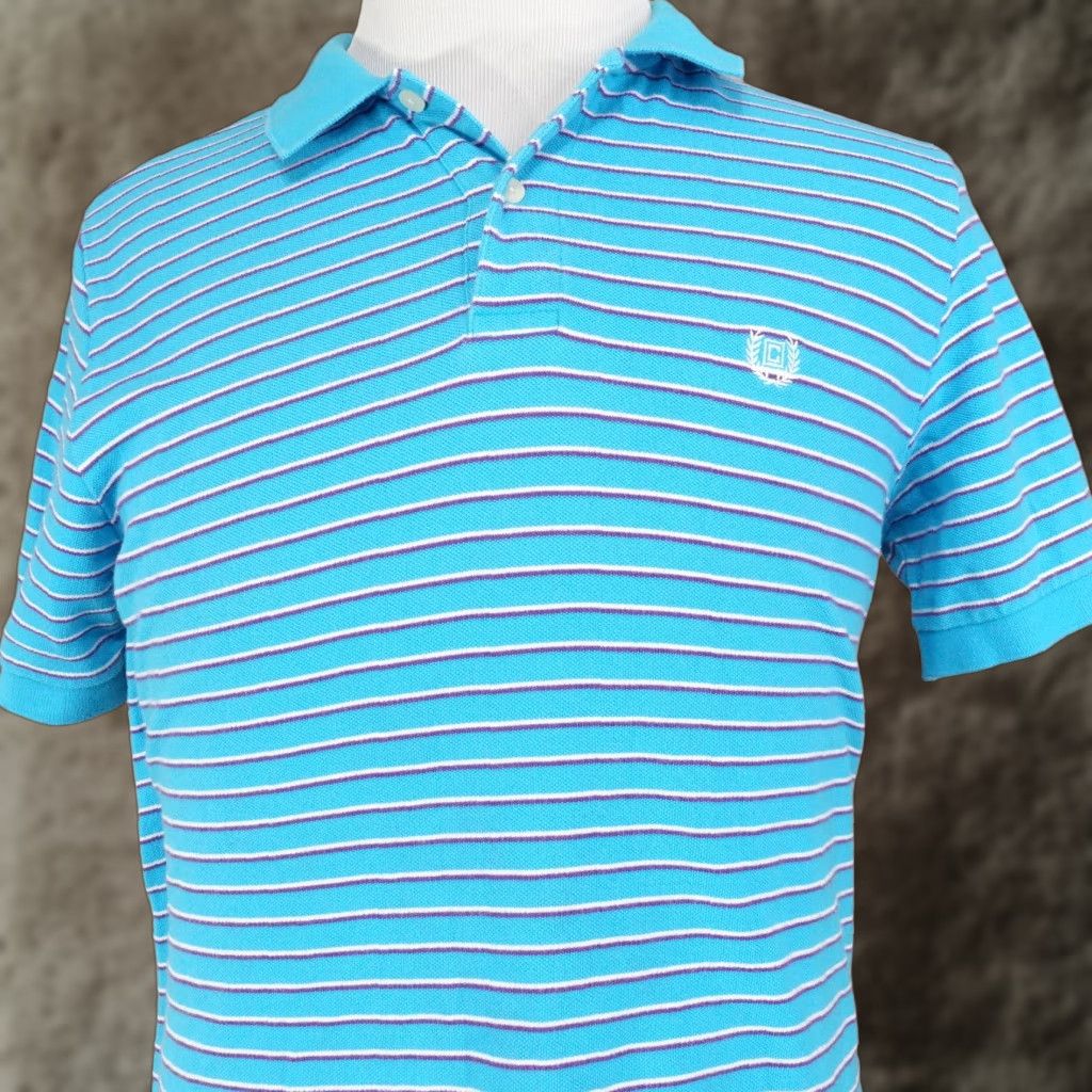 Chaps VINTAGE Chaps Men's Polo Shirt Short Sleeve Blue Striped Cotton Size M Size US M / EU 48-50 / 2 - 1 Thumbnail