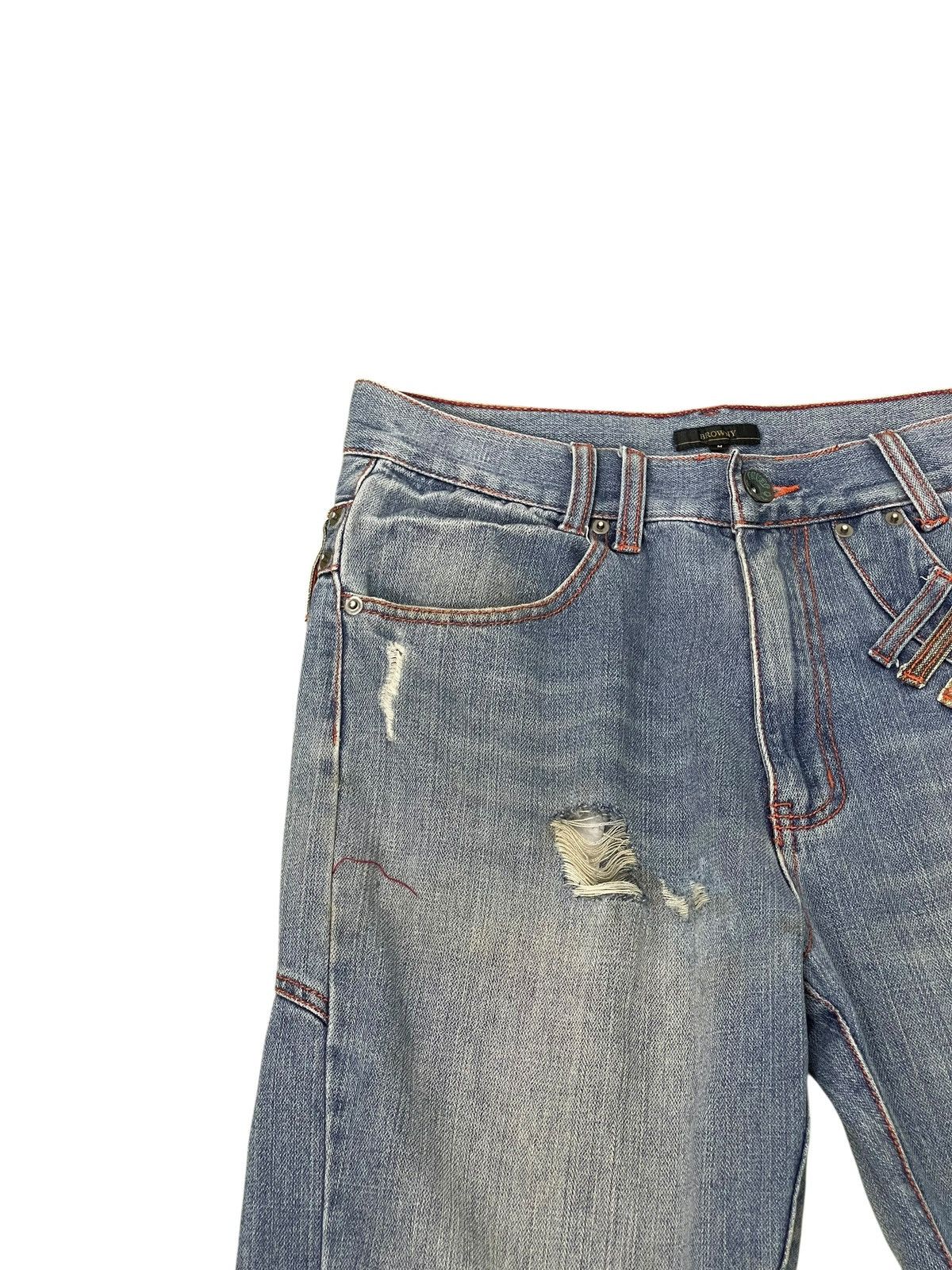 Japanese Brand Double Waist Jeans Browny Japan Distress Straight 1🟦9 Size US 31 - 13 Thumbnail