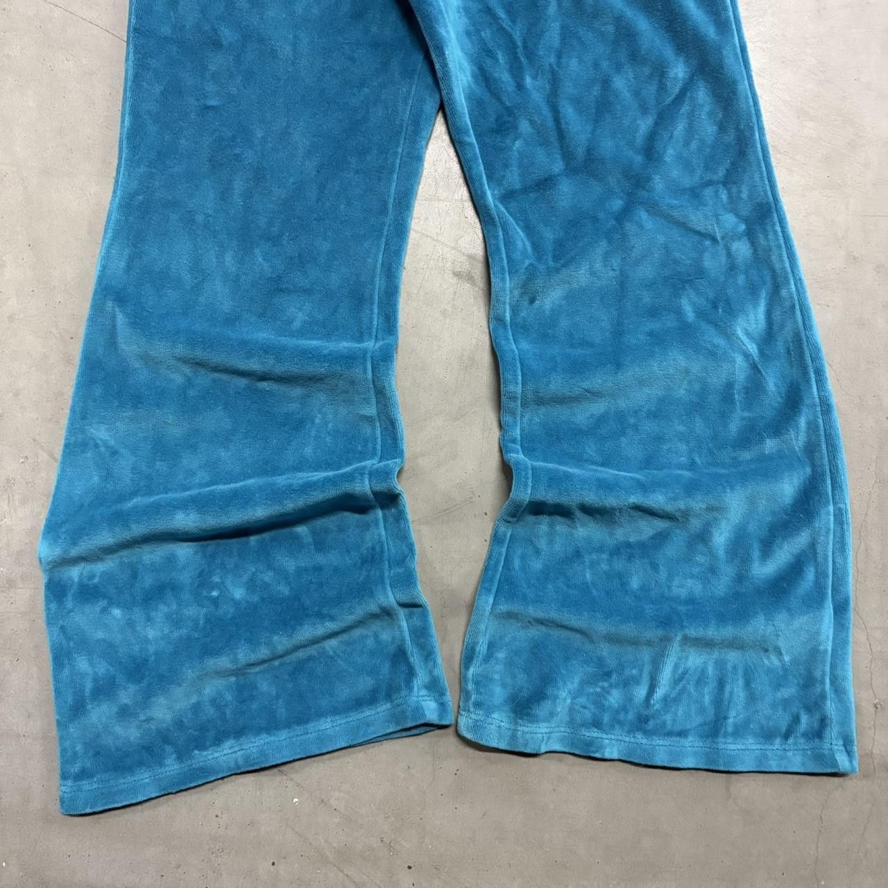 Vintage Crazy Vintage Y2K/2000s Flared Blue Velvet Streetwear Loungewear Sweatpants! Size US 30 / EU 46 - 3 Thumbnail