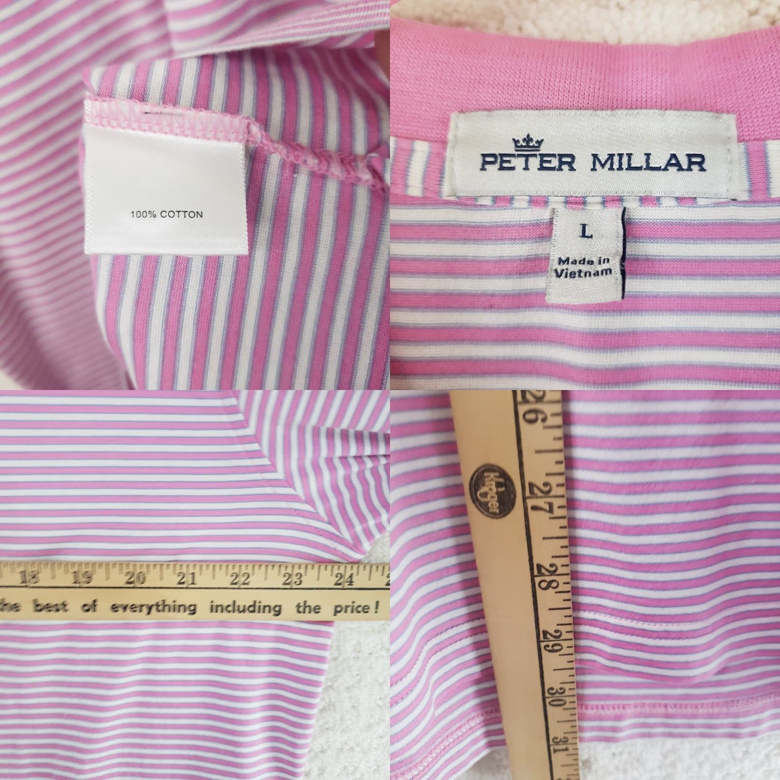 Peter Millar Peter Millar Polo Shirt Mens L Pink Striped Logo 100% Cotton Golf Casual Shirt Ladies? Size US L / EU 52-54 / 3 - 9 Thumbnail