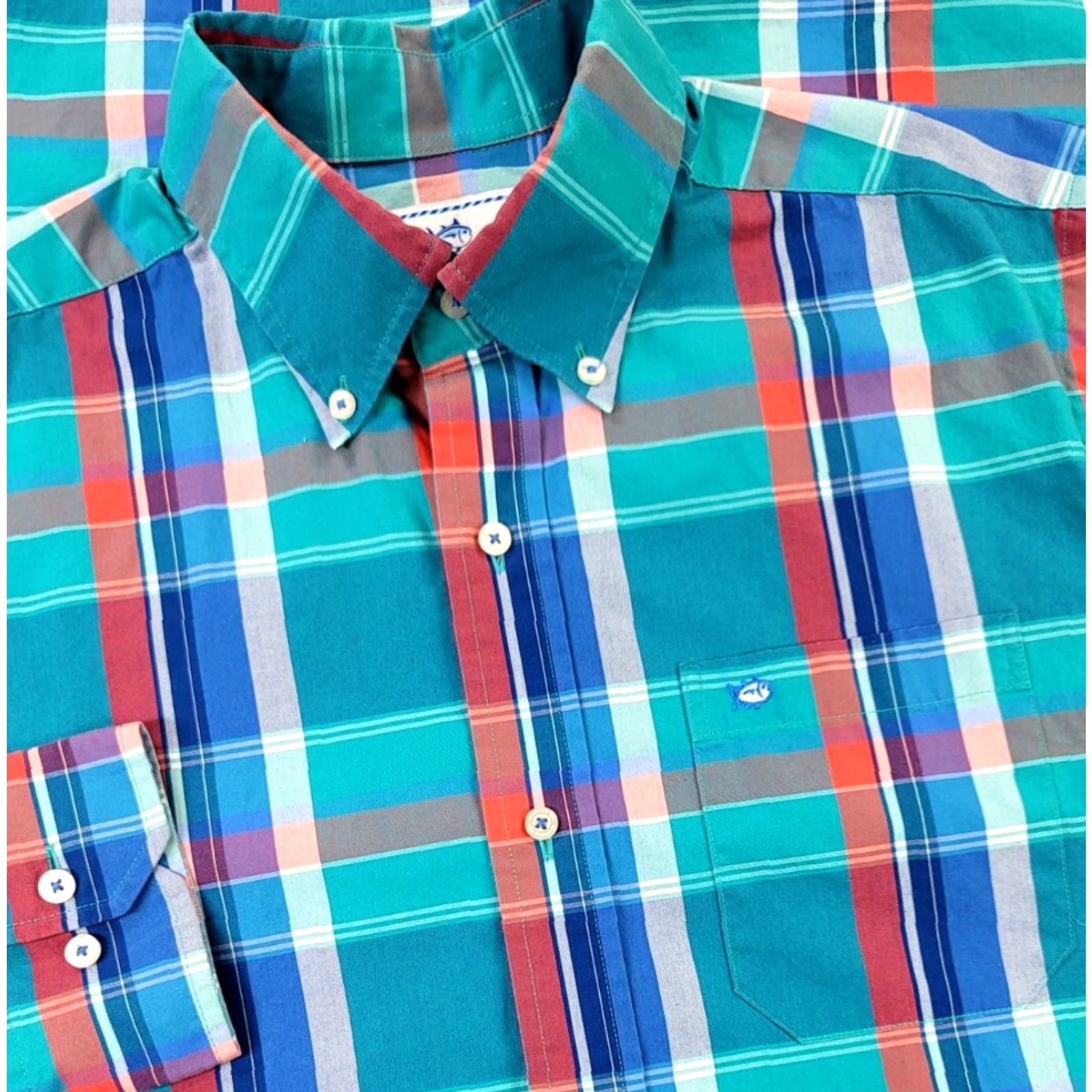 Southern Tide Southern Tide Shirt Mens Long Sleeve Plaid Button-Up Multicolor Teal S Classic Size US S / EU 44-46 / 1 - 2 Thumbnail