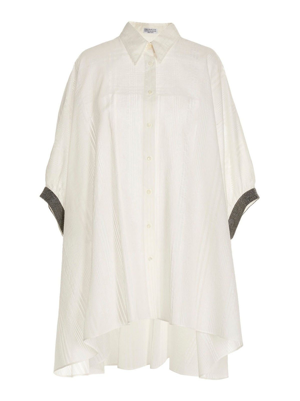 Brunello Cucinelli o1y0725 Striped Shirt in White Size S / US 4 / IT 40 - 1 Thumbnail
