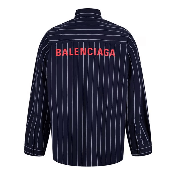 Balenciaga Pinstriped Reverse Logo Shirt Size US XS / EU 42 / 0 - 2 Thumbnail