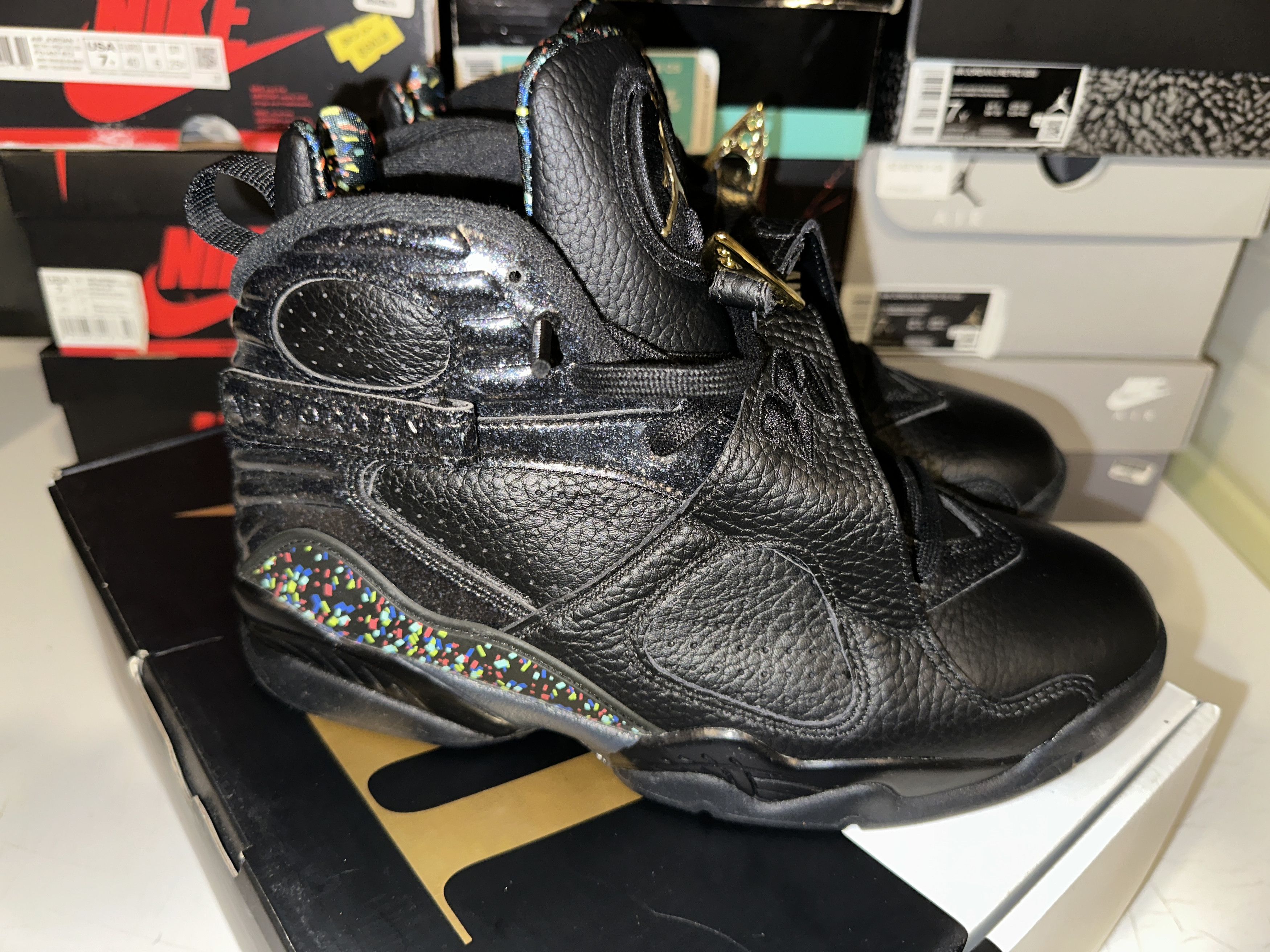 Jordan Brand Air Jordan 8 Retro 'Confetti' BLACK/METALLIC GOLD/ANTRACITE Size US 7 / EU 40 - 2 Thumbnail