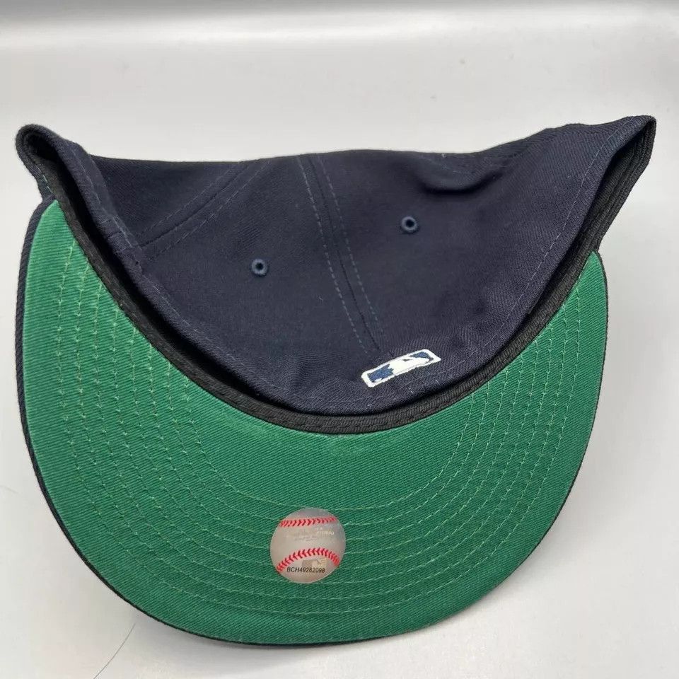 New Era Atlanta Braves Hat Men 7 5/8 Blue 59Fifty New Era Fitted Cap Size ONE SIZE - 7 Thumbnail