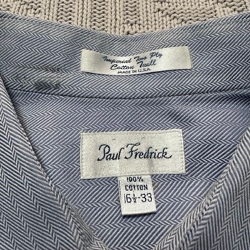 Paul Fredrick Paul Fredrick blue monotone herringbone button down Size US L / EU 52-54 / 3 - 5 Thumbnail