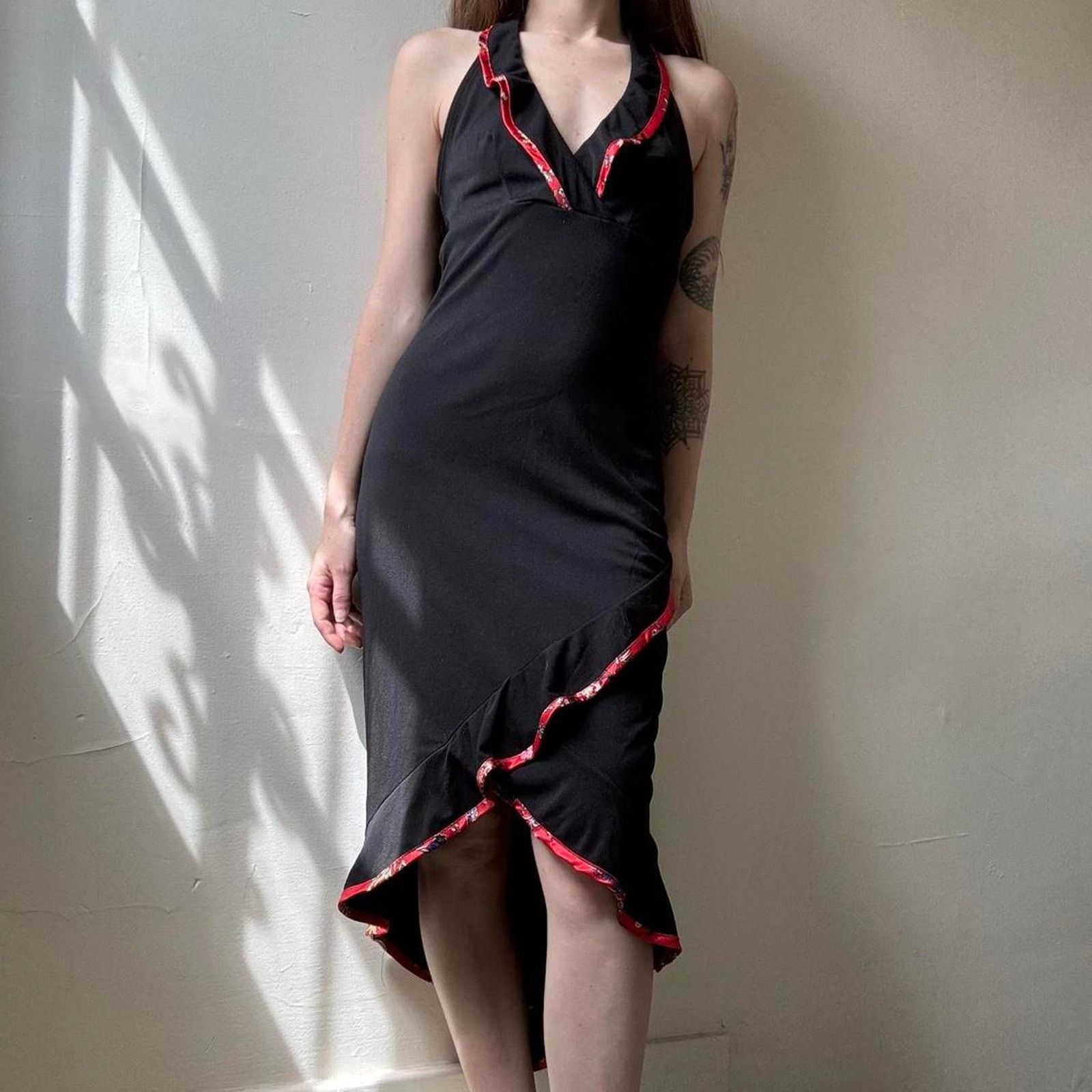 Vintage Vintage Rampage Black Halter Midi Dress Small Y2K Spring Size S / US 4 / IT 40 - 2 Thumbnail