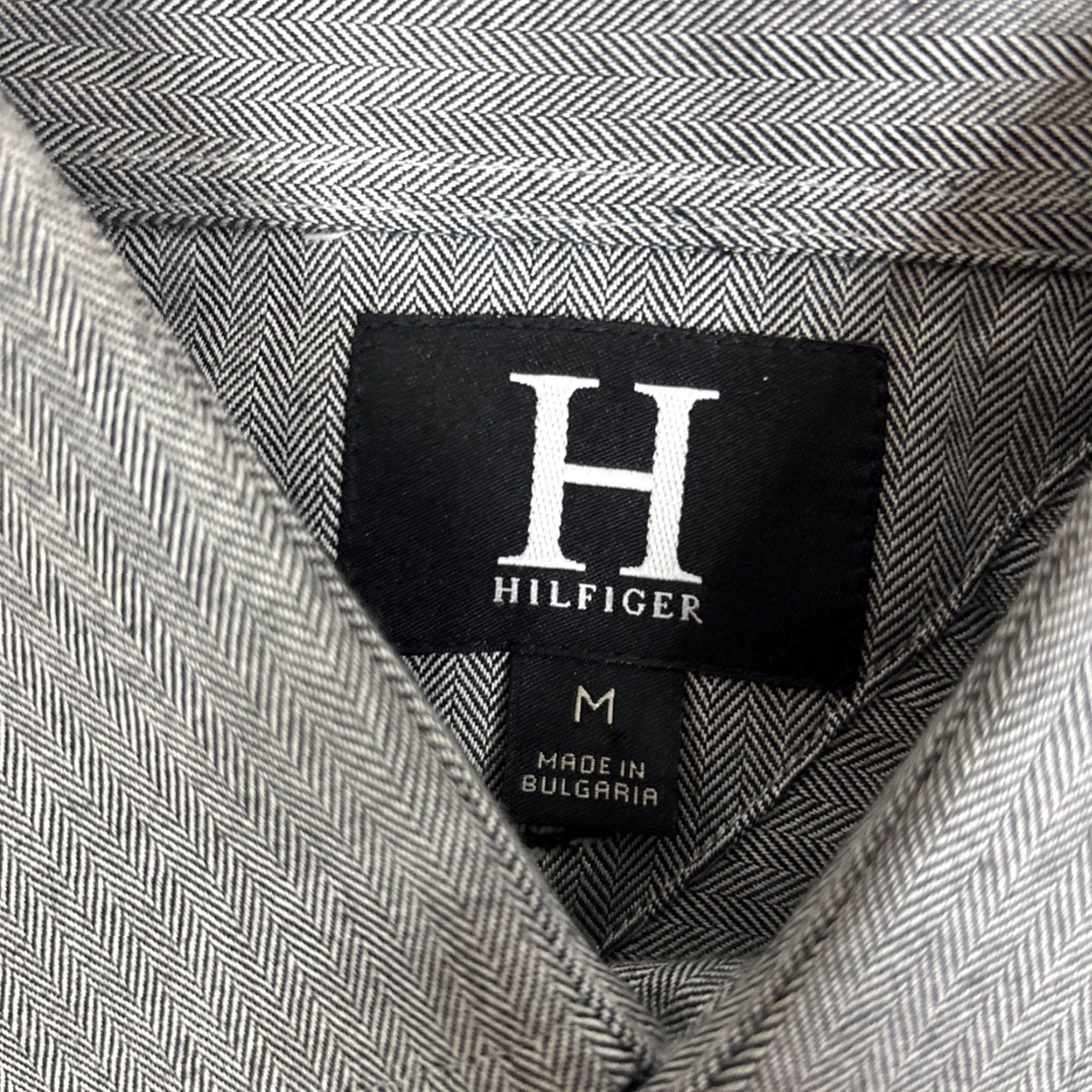 Vintage Hilfiger By Thomas Mason Button Up Longsleeve Shirt Gray Herringbone Medium Dress Shirt Mens M Gray Long Sleeve Size US M / EU 48-50 / 2 - 3 Thumbnail