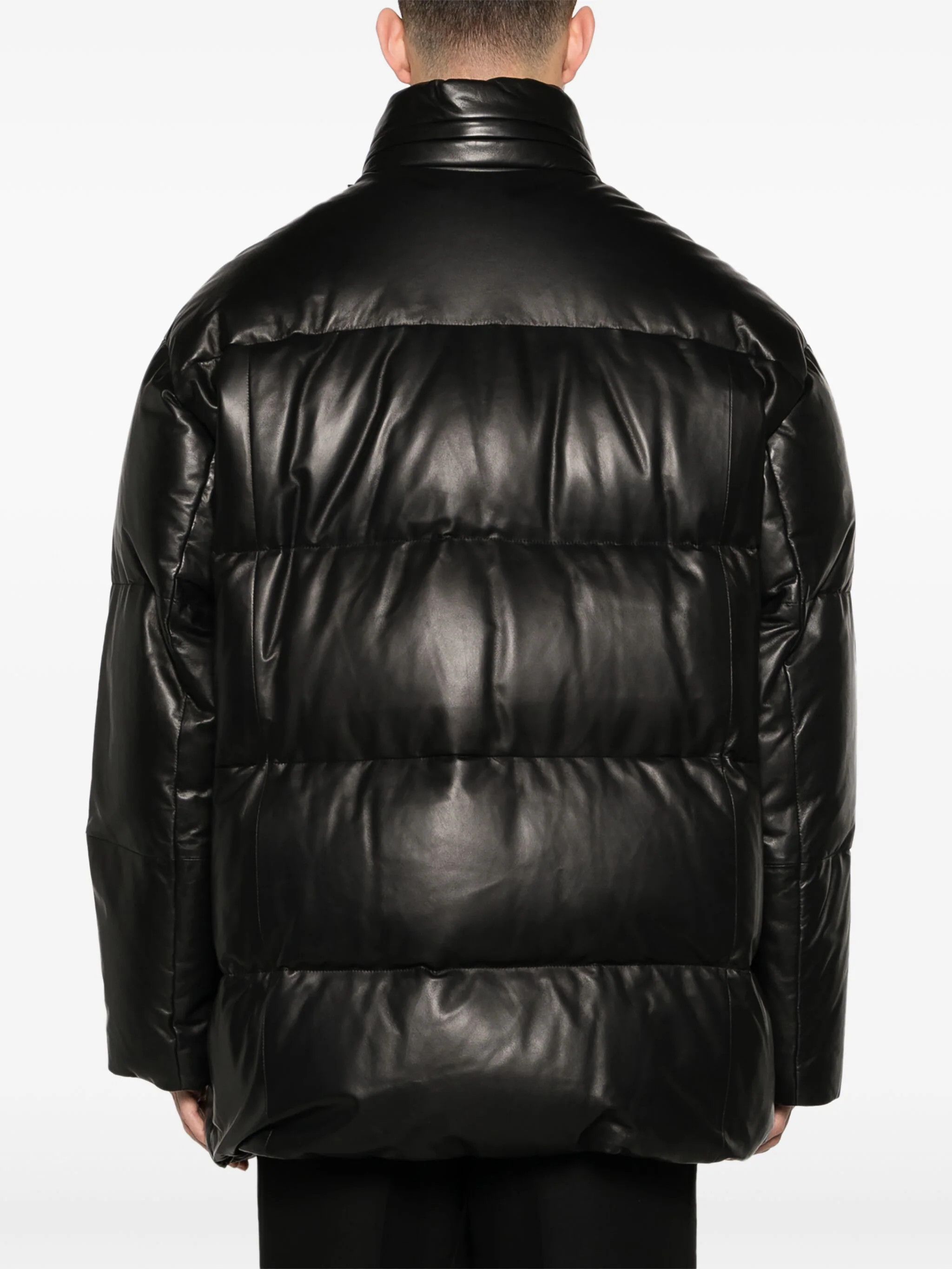 Prada o1mt1gz0924 Leather Puffer Jacket in Black Size US M / EU 48-50 / 2 - 4 Thumbnail
