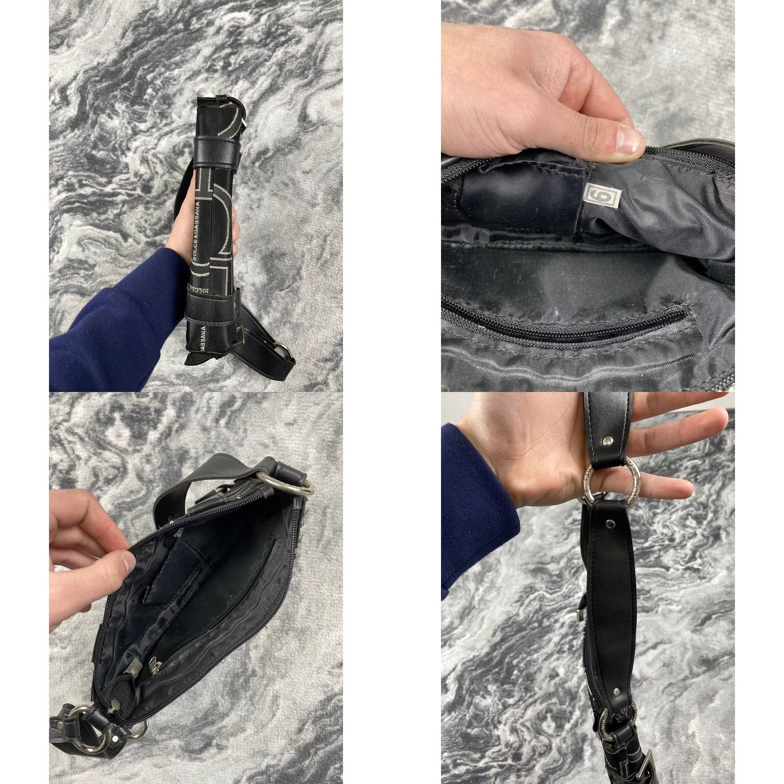 Dolce & Gabbana VINTAGE Dolce&Gabbana DG Logo Bag Shoulder Bag Women Medium Black Leather Canvas Monogram Size ONE SIZE - 8 Thumbnail