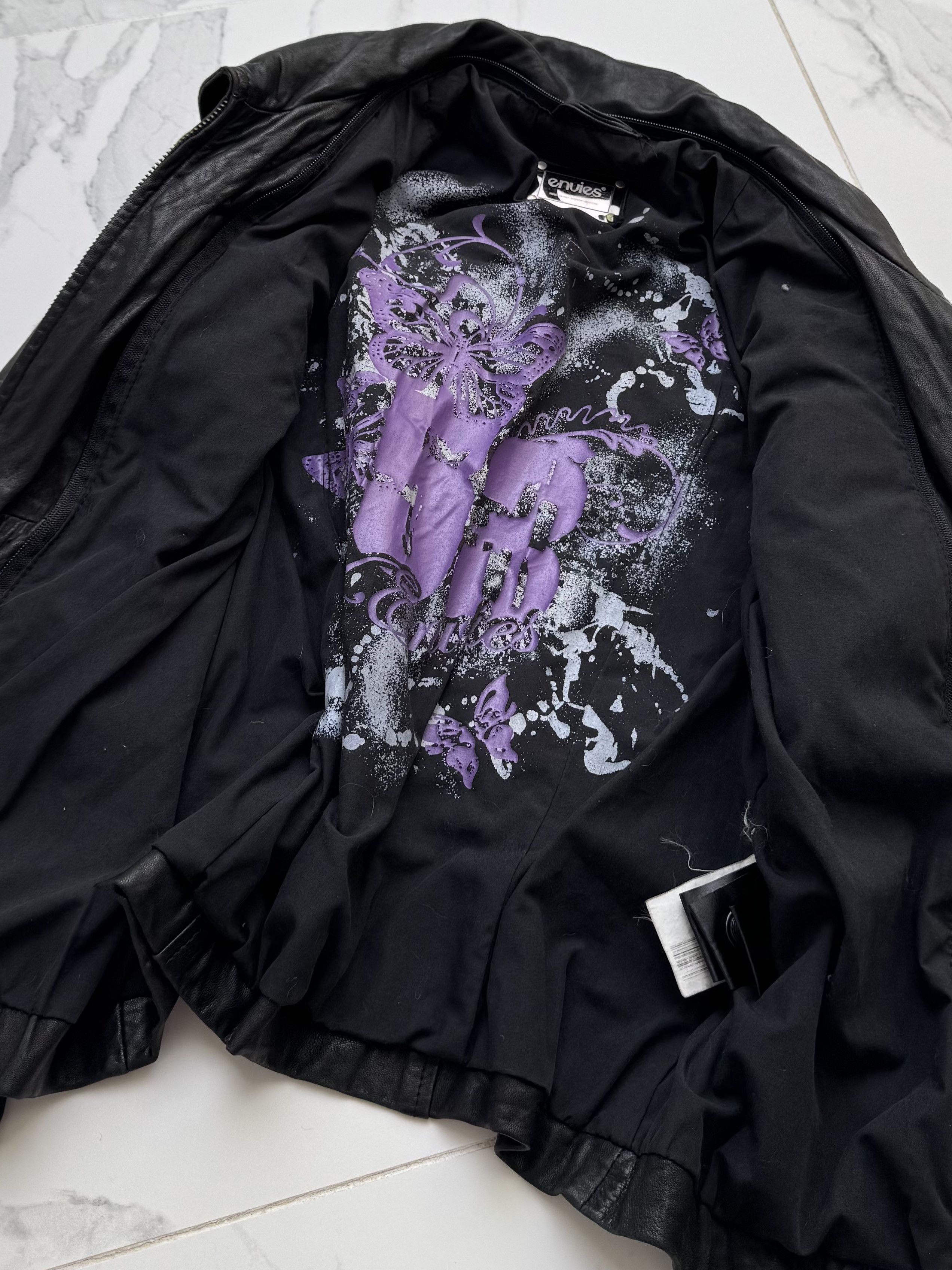 Vintage Y2K Leather Utility Moto Jacket Womens Fitted XS Zip Pocket Size XS / US 0-2 / IT 36-38 - 8 Thumbnail