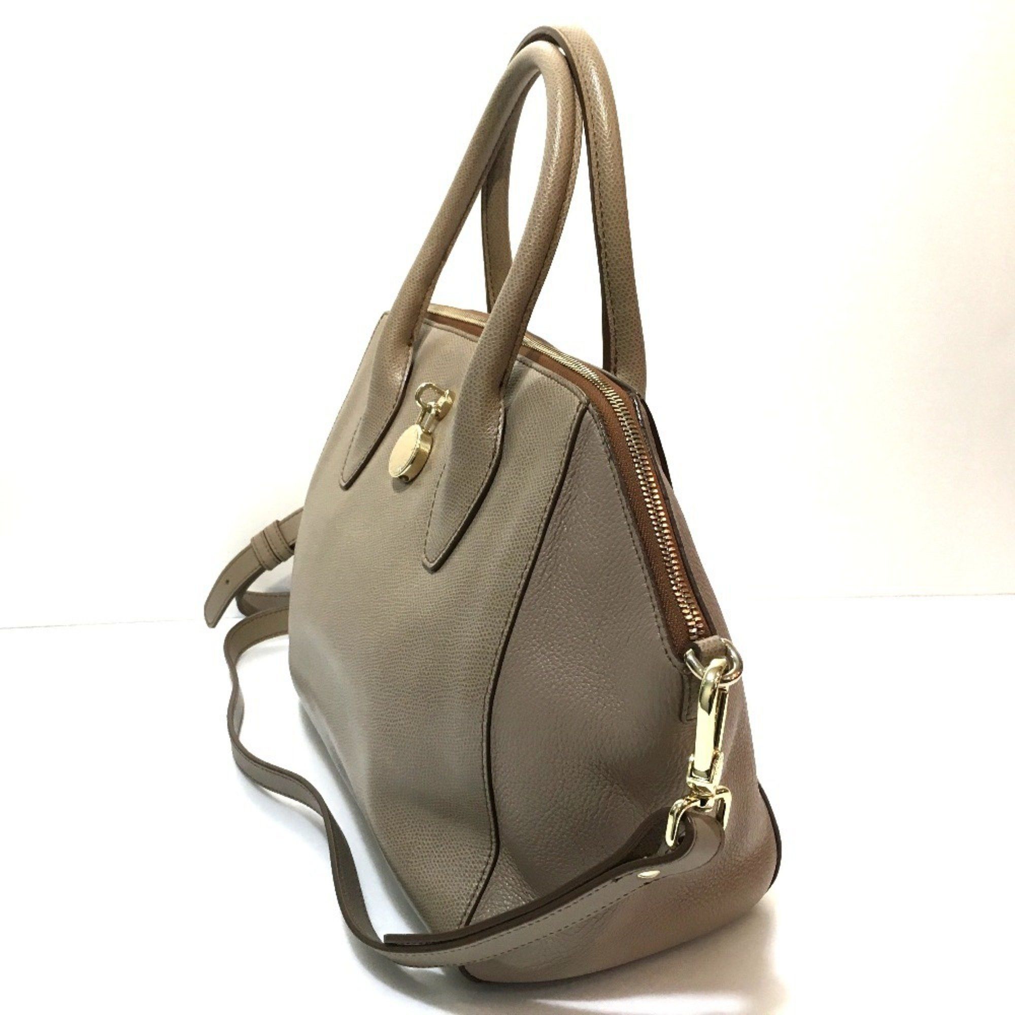 Furla Furla metal fittings handbag shoulder bag leather ladies beige Size ONE SIZE - 1 Thumbnail
