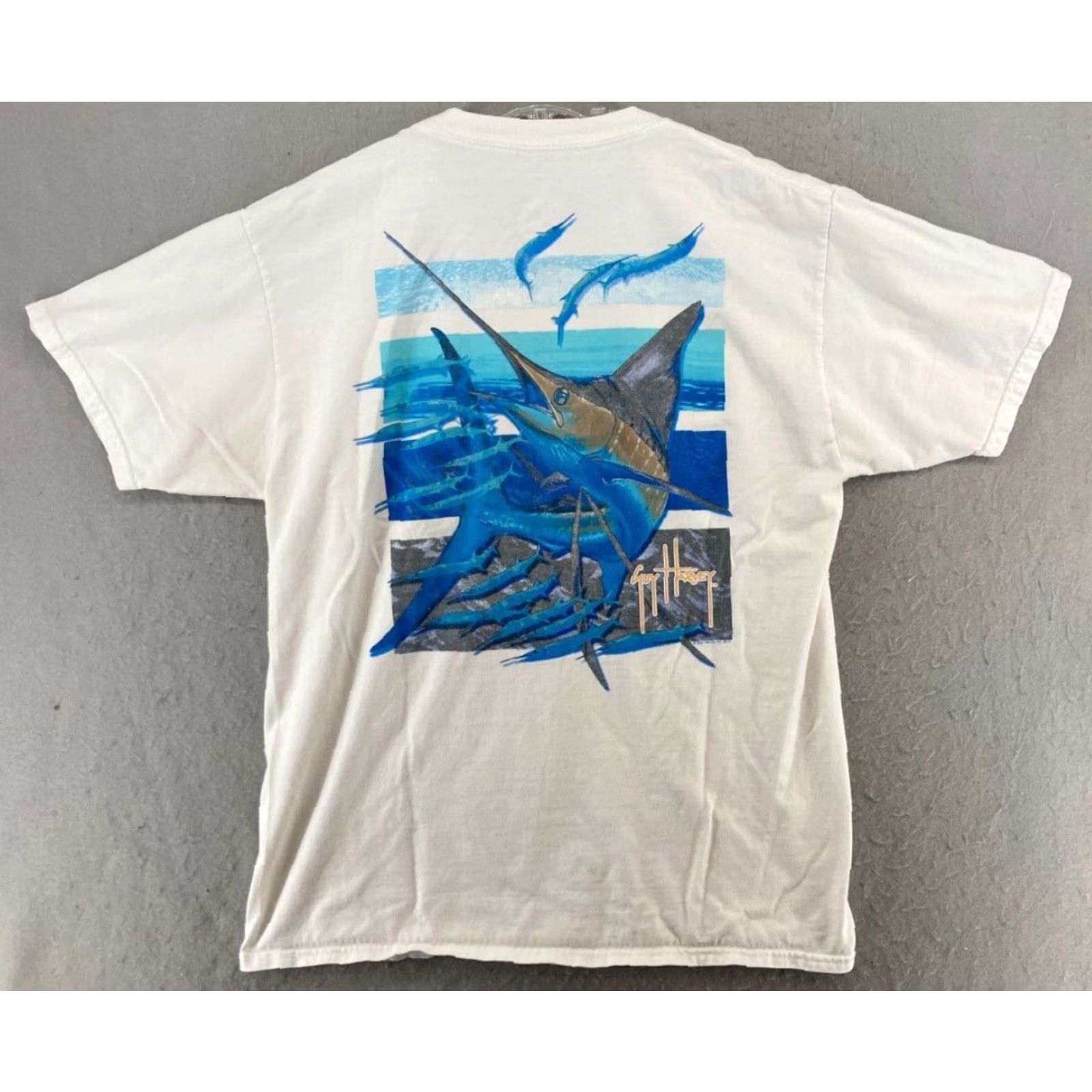 Guy Harvey VINTAGE Guy Harvey AFTCO Men's T-Shirt Medium White Outdoor Fishing Graphic Print 90s Men Size US M / EU 48-50 / 2 - 6 Thumbnail