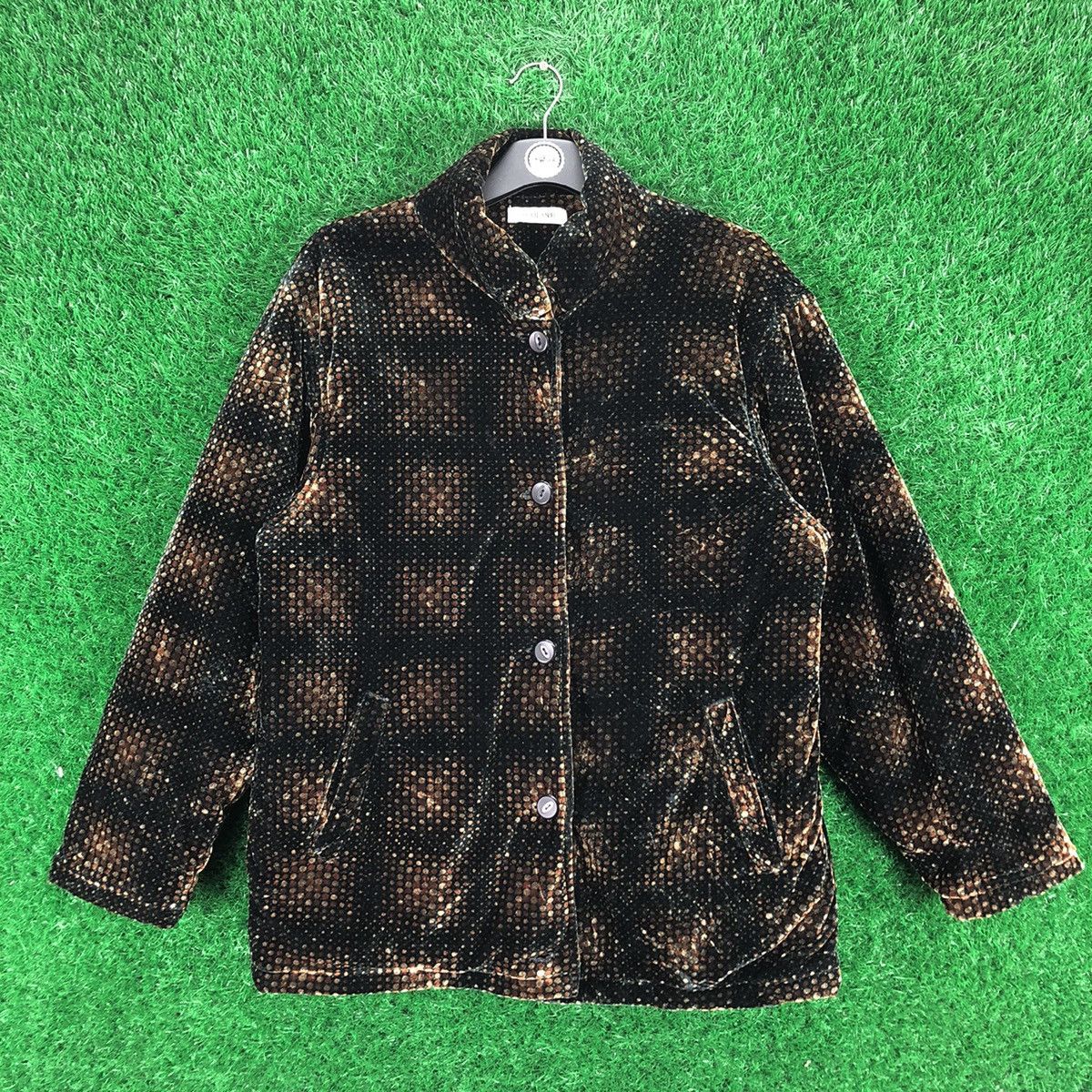 Japanese Brand Vintage 90's Velvet Polka-Dot Jacket by Accellando Size US M / EU 48-50 / 2 - 1 Thumbnail