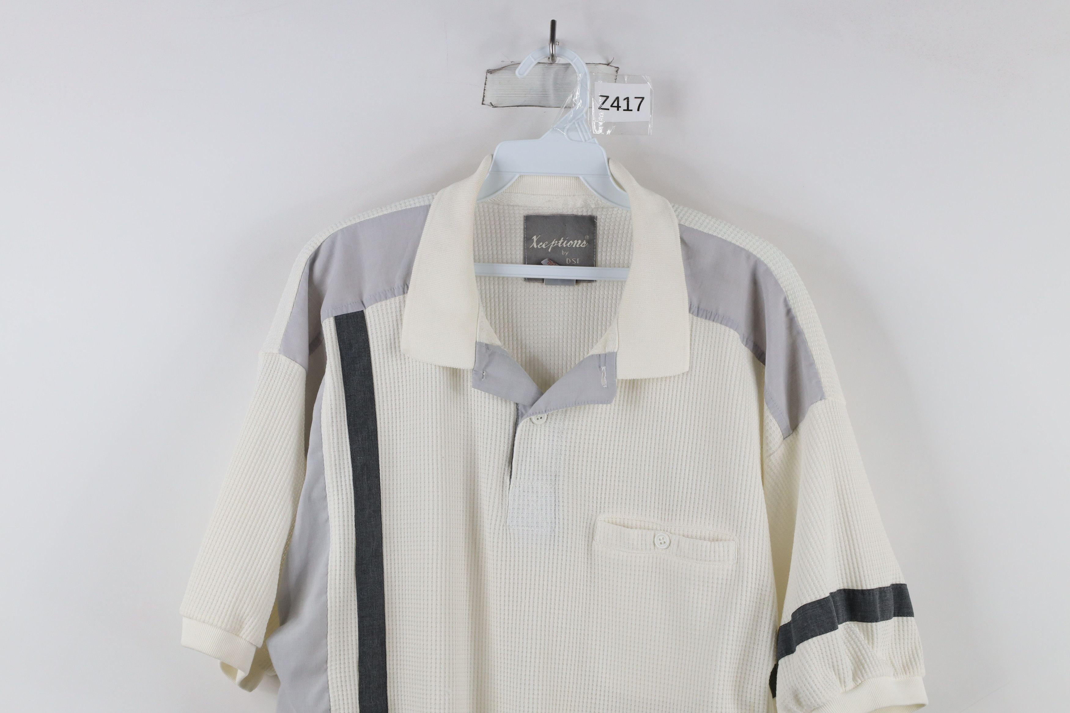 Vintage Vintage 90s Streetwear Waffle Knit Collared Pullover Polo Size US L / EU 52-54 / 3 - 2 Thumbnail