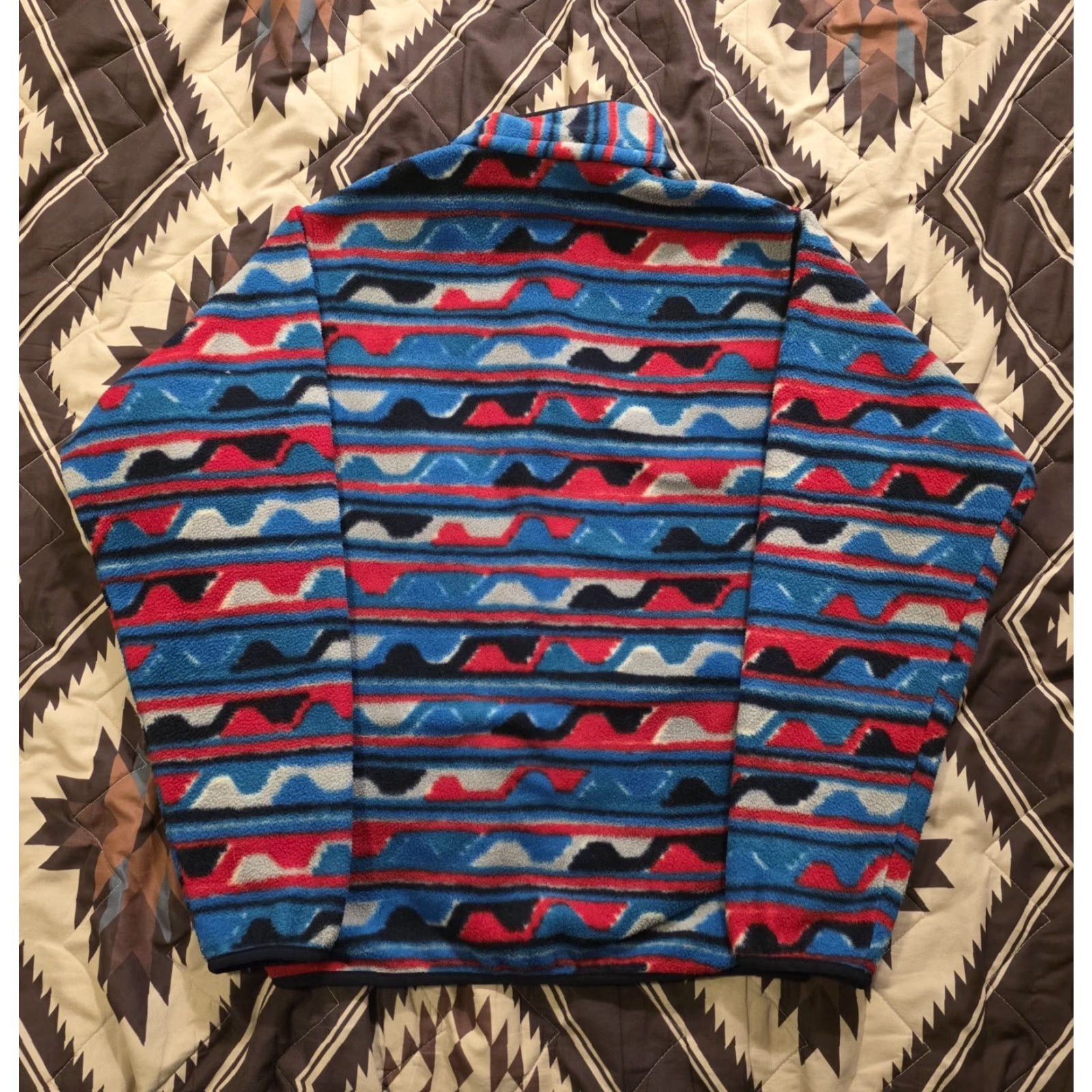 Patagonia PATAGONIA Synchilla Snap T Blue Delta Waves Pullover Fleece Jacket Men S Small Blue Geometric Aztec Promo Size US S / EU 44-46 / 1 - 2 Thumbnail