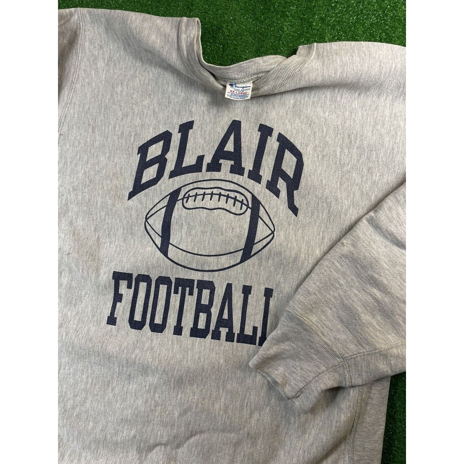 image of Vintage 80's Champion Reverse Weave Football Sweatshirt in Grey, Men's (Size 2XL)