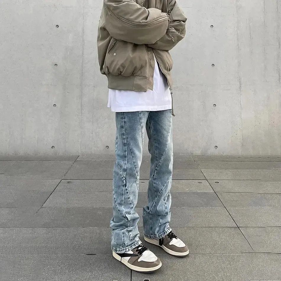 Japanese Brand Skinny Jeans Men Streetwear Autumn Blue Slim Trousers Y2k Size US 30 / EU 46 - 3 Thumbnail