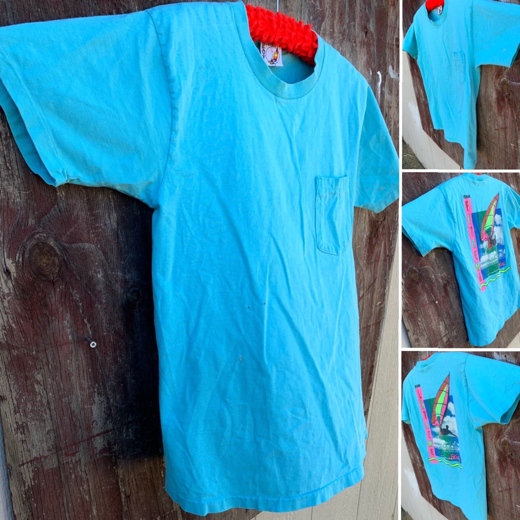 Vintage VINTAGE Hobie Team Extreme Pocket Tee T Shirt 1989 Windsurfer L Blue Mens Shirt Pocket Tee 80s Hobie Windsurfing Size US L / EU 52-54 / 3 - 2 Thumbnail