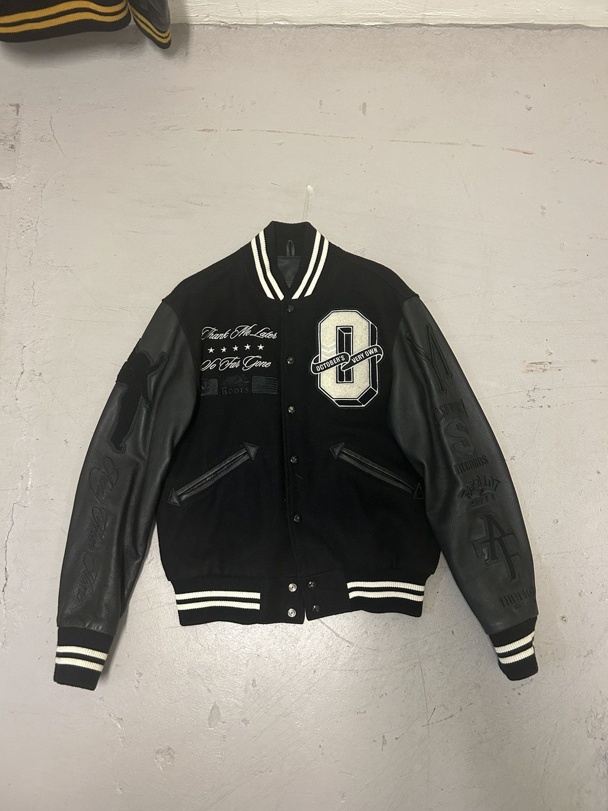 image of Ovo X Drake X Roots 2010 F&f Varsity Jacket in Black, Men's (Size Large)