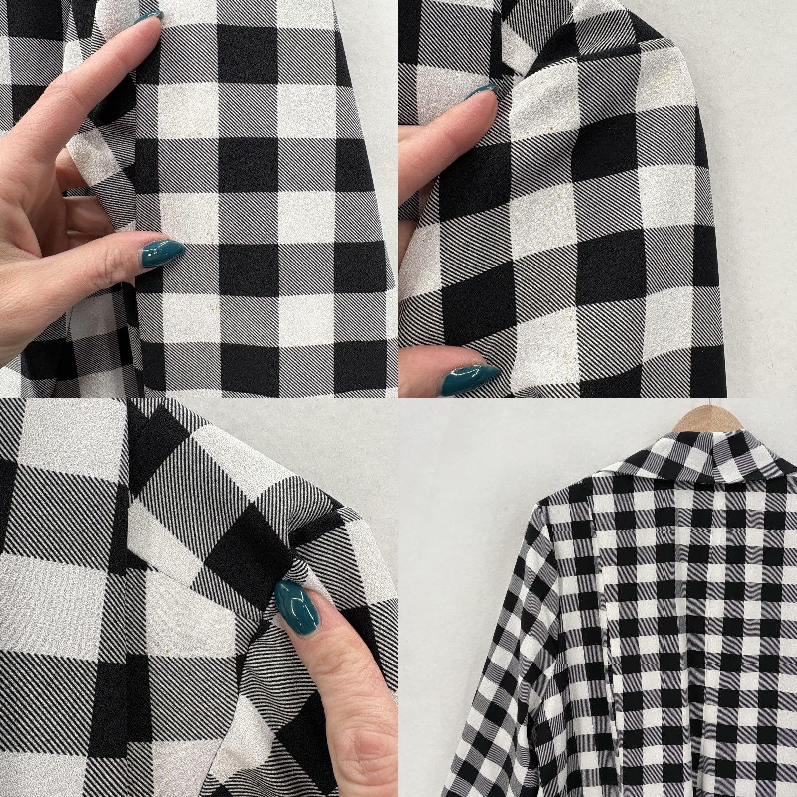 Torrid Torrid Blazer Womens 2X Black White Retro Gingham Shawl Collar Crepe Flaw Size XXL / US 16-18 / IT 52-54 - 9 Thumbnail