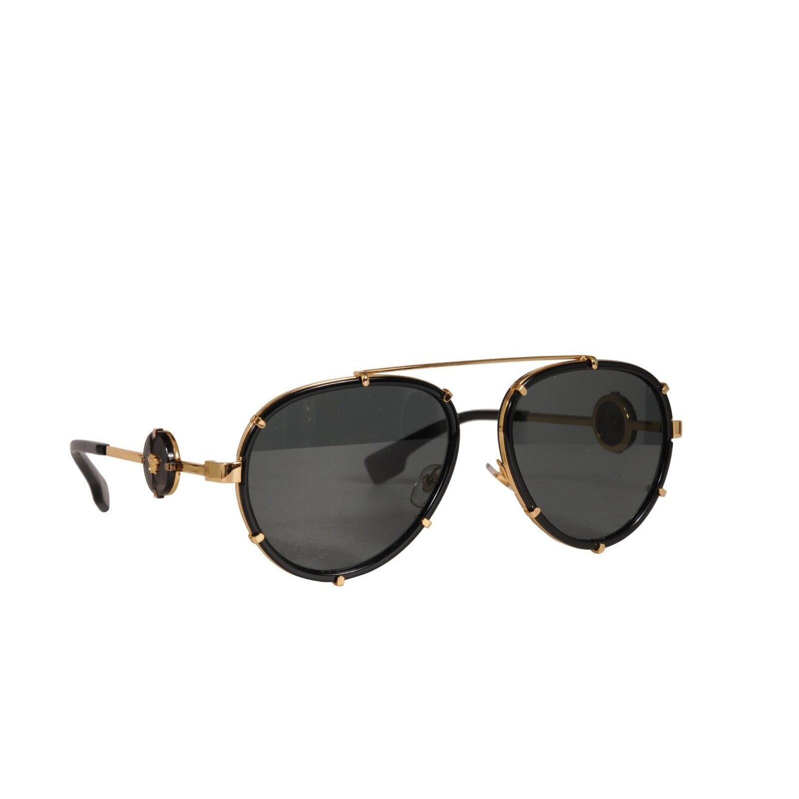 Versace Aviator Sunglasses Model 2232 Black Gold Size ONE SIZE - 3 Thumbnail