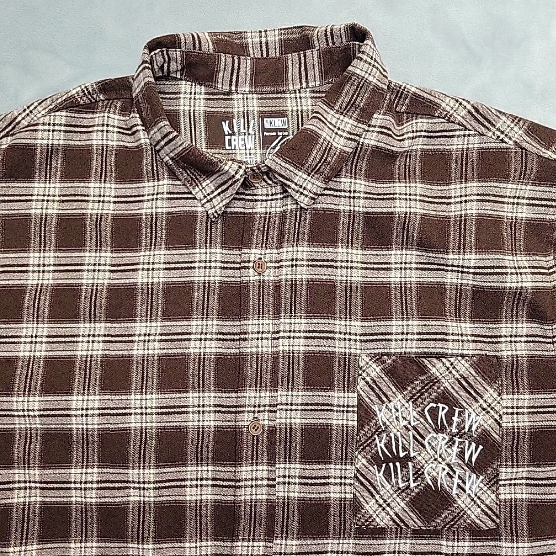 Vintage Kill Crew Shirt Men 2XL Brown Porrada Flannel Button-Up Plaid Casual Mens Size US XXL / EU 58 / 5 - 3 Thumbnail