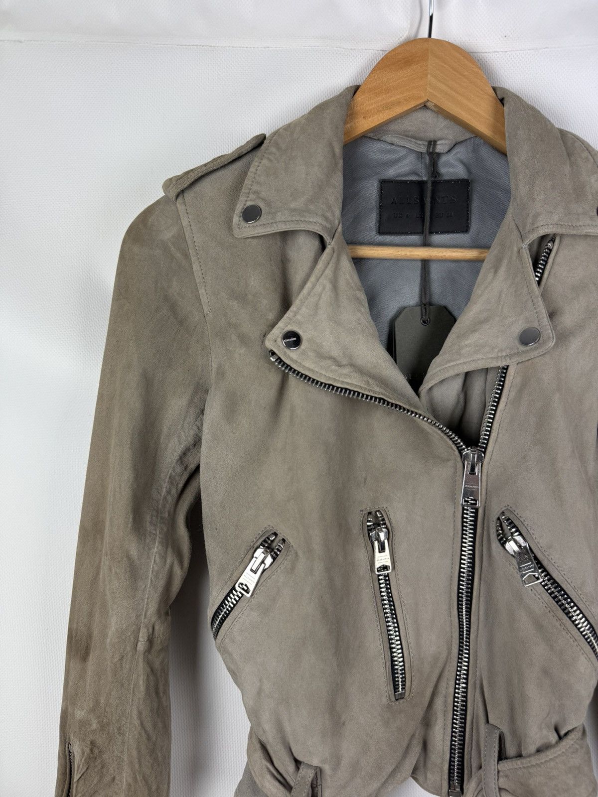 Allsaints Allsaints Suede Balfern Biker Ladies Belted Jacket Size XS / US 0-2 / IT 36-38 - 2 Thumbnail
