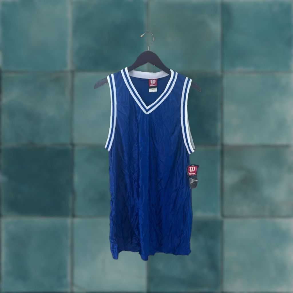 Wilson VINTAGE Wilson Basketball Jersey Tank Top Mens Large NOS NWT 90s USA Made Royal Blue & White Jersey 90s Basketball Tank Mens L USA Size US L / EU 52-54 / 3 - 1 Thumbnail