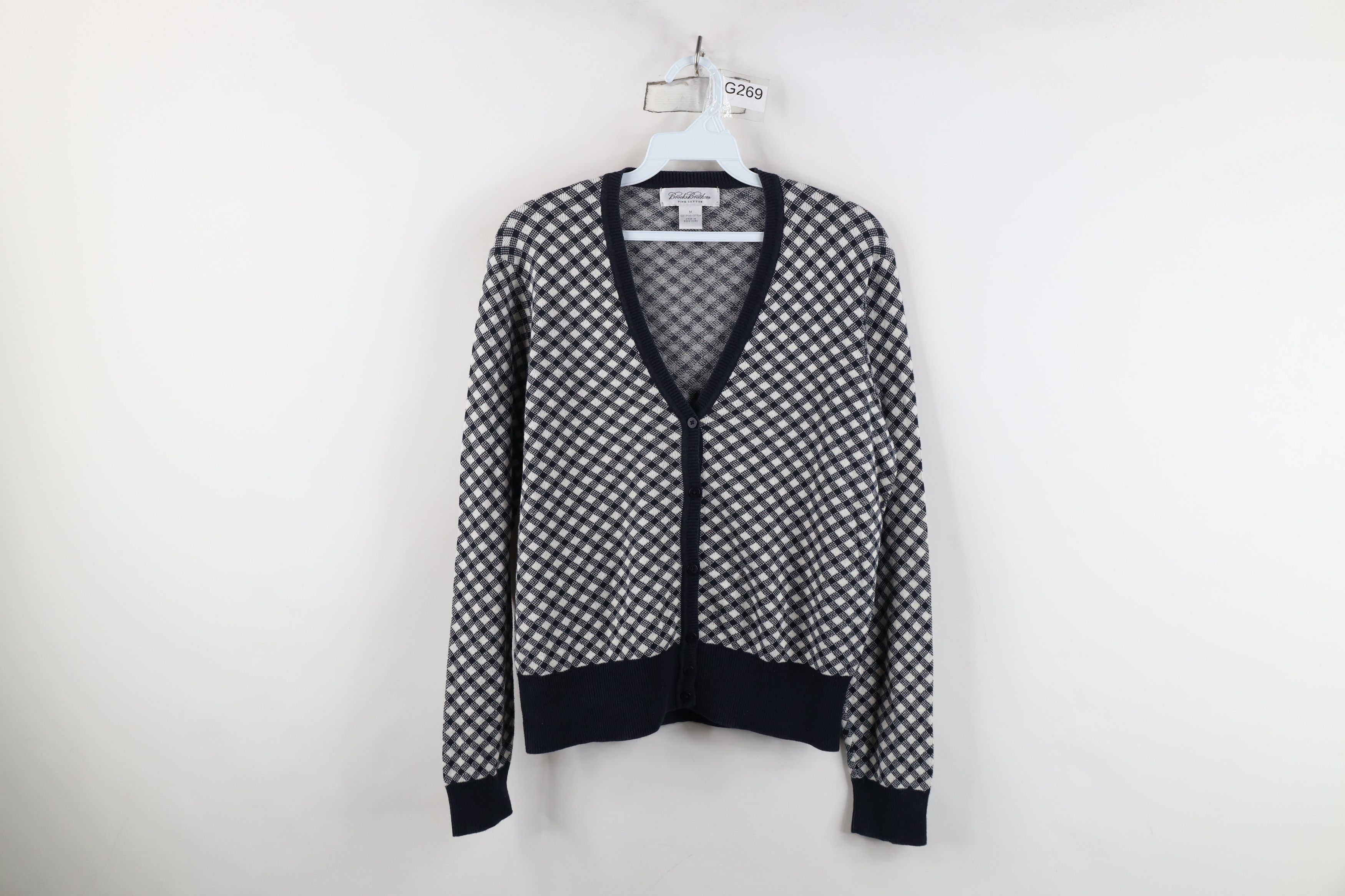 Vintage 90s Brooks Brothers Diamond Knit Cardigan Sweater
