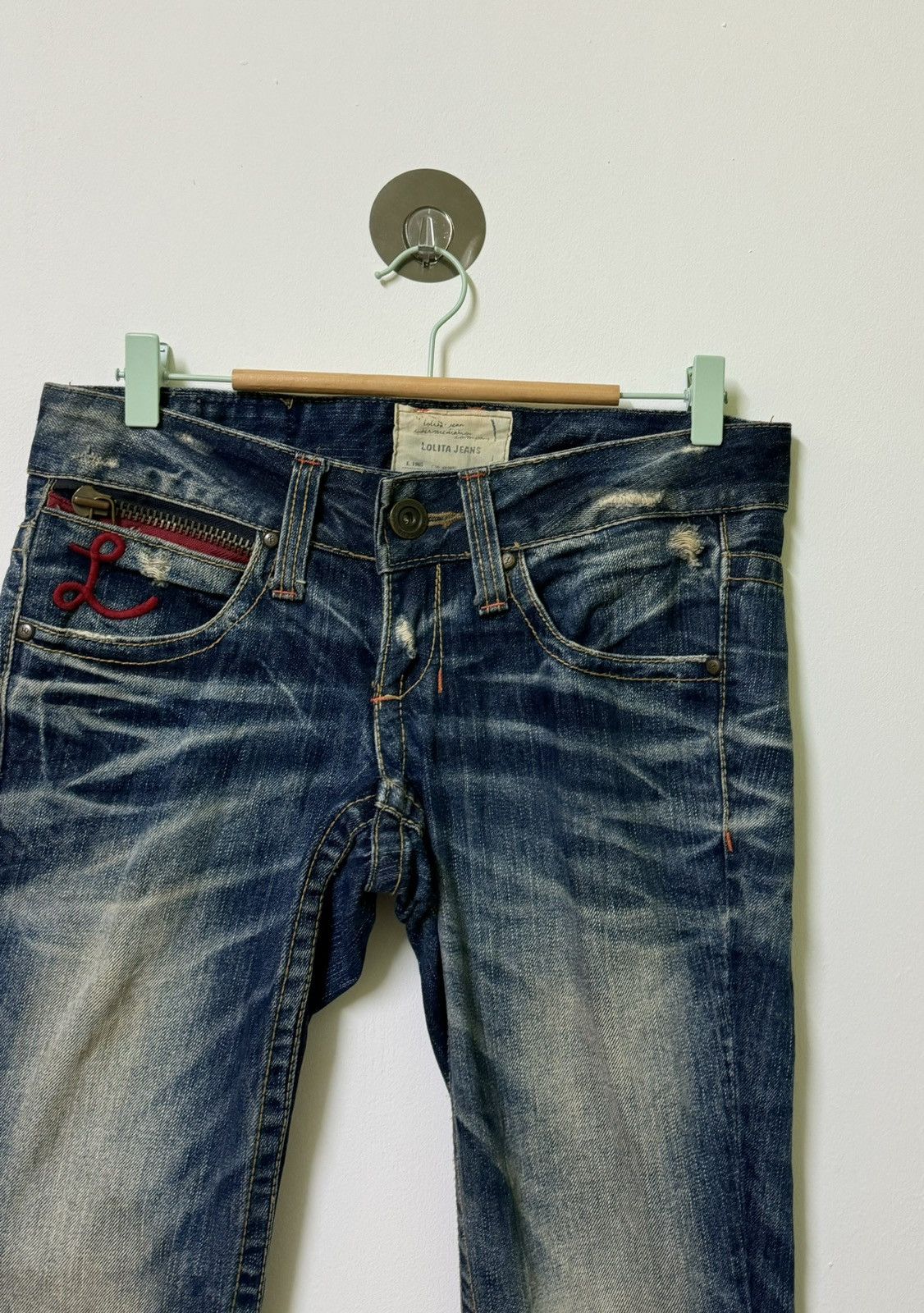 If Six Was Nine × Le Grande Bleu (L.G.B.) × Vintage VTG LOLITA DENIM DISTRESSED MUD WASH LOW RISE DENIM Size US 31 - 5 Thumbnail