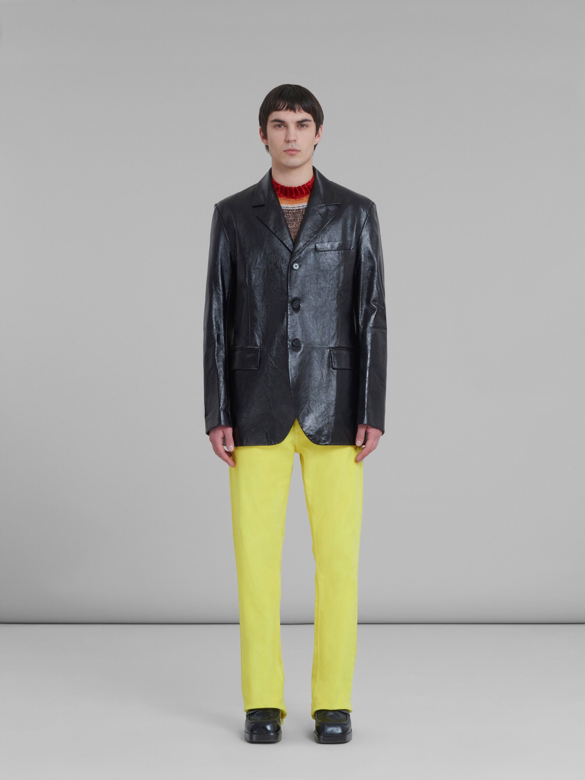 Marni o1w1db11024 Leather Single-Breasted Blazer in Black Size US S / EU 44-46 / 1 - 1 Thumbnail