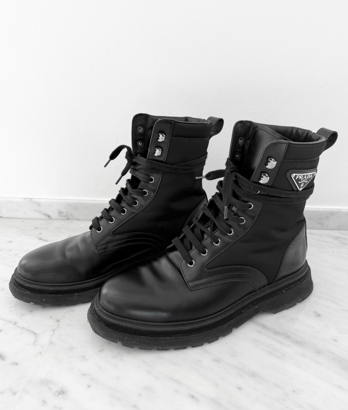 Prada Triangle Logo Combat Boots, nylon / leather Size US 10 / EU 43 - 2 Thumbnail