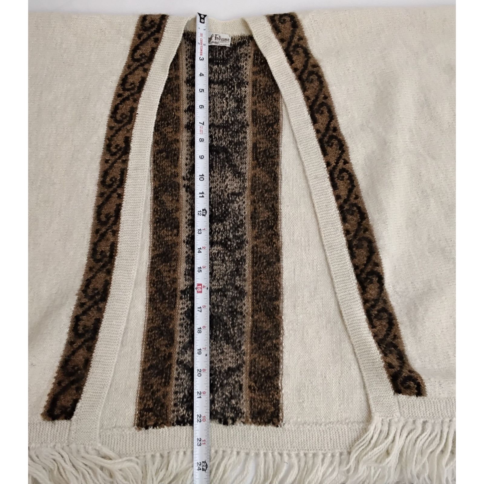 Other Fotrama Shawl O/S Brown Fringe 100% Alpaca Wool Handmade Size ONE SIZE - 10 Thumbnail