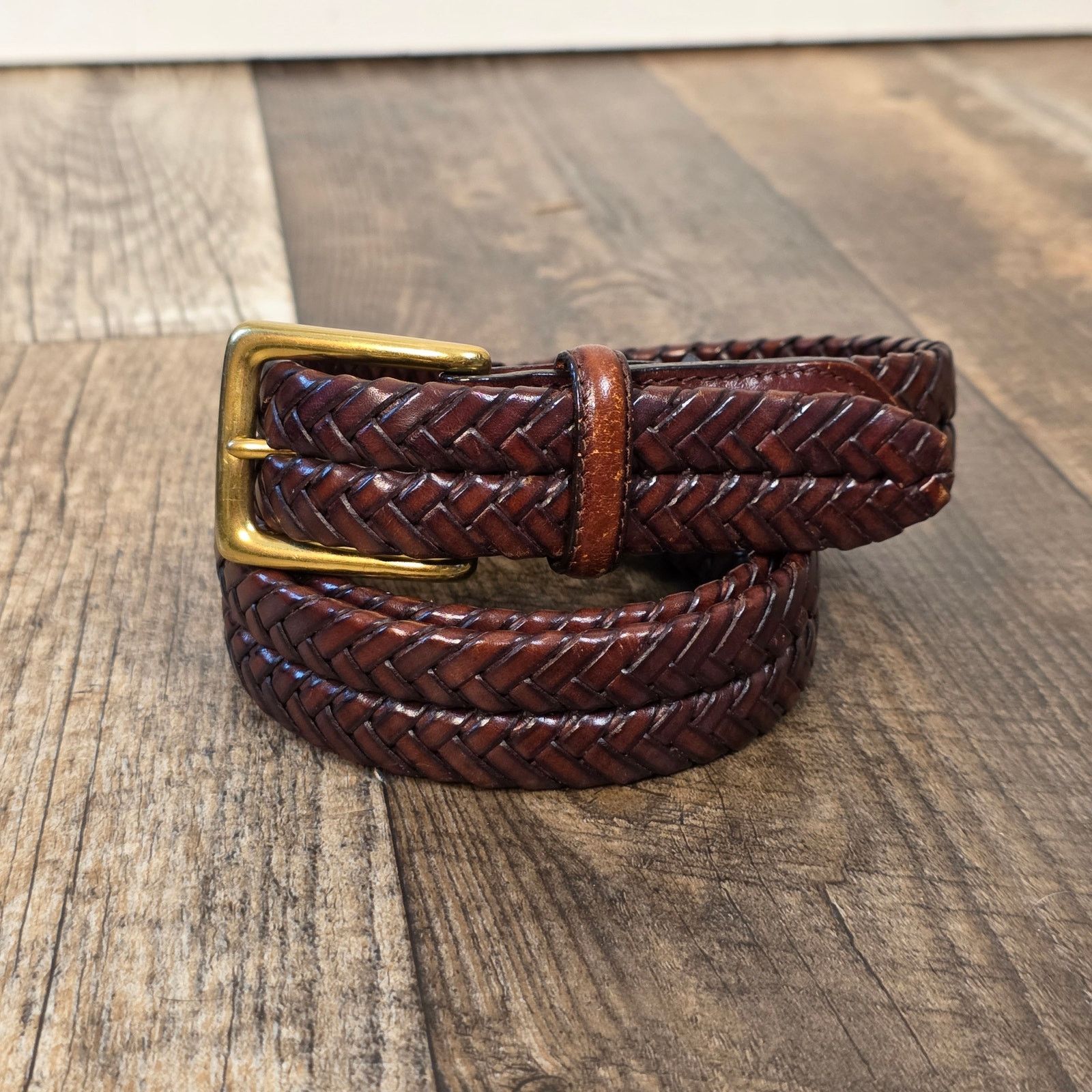 Brighton Brighton Belt Brown Woven Solid Brass Buckle Braided Size 38 Size 38 - 1 Thumbnail