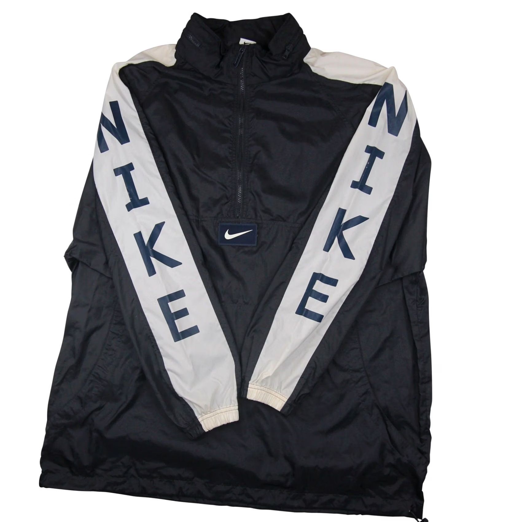 Nike VINTAGE Nike Windbreaker Jacket Arm Spellout Center Swoosh XL Men Blue 90s Size US XL / EU 56 / 4 - 2 Thumbnail