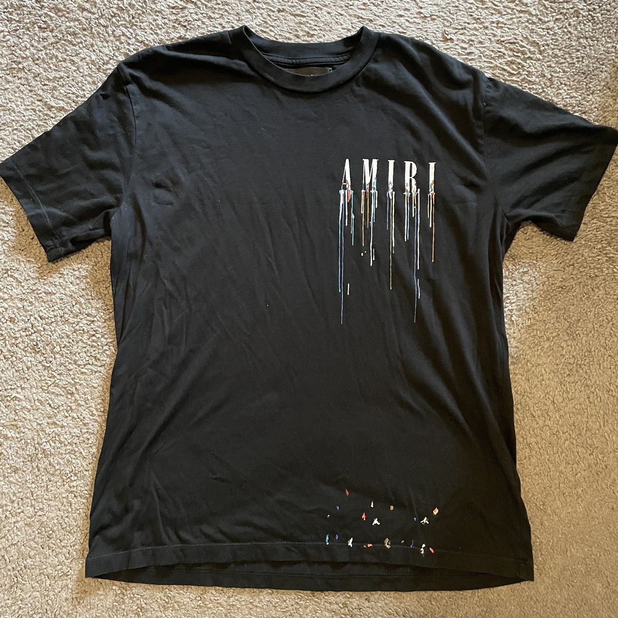 Image of Amiri Paint Drip Logo T-Shirt Xs in Black, Men's