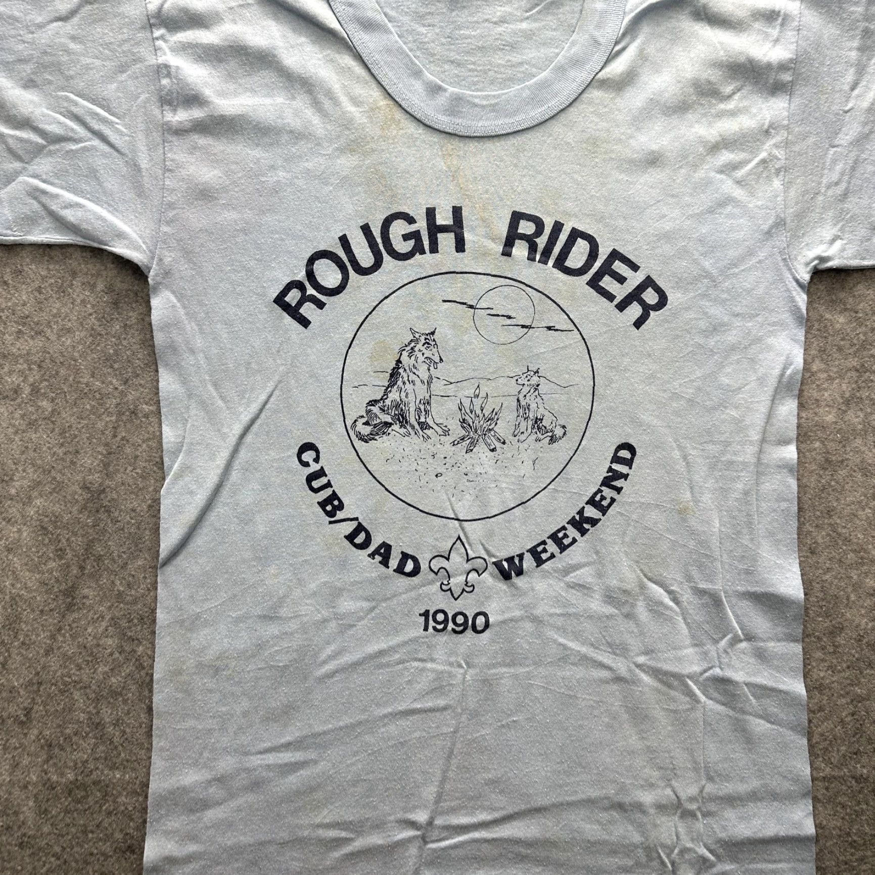 Vintage VINTAGE Rough Rider Cub Dad Weekend Shirt Mens M Blue 1990s Scout Camp Graphic Print Crew Neck Short Sleeve Men Size US M / EU 48-50 / 2 - 5 Thumbnail