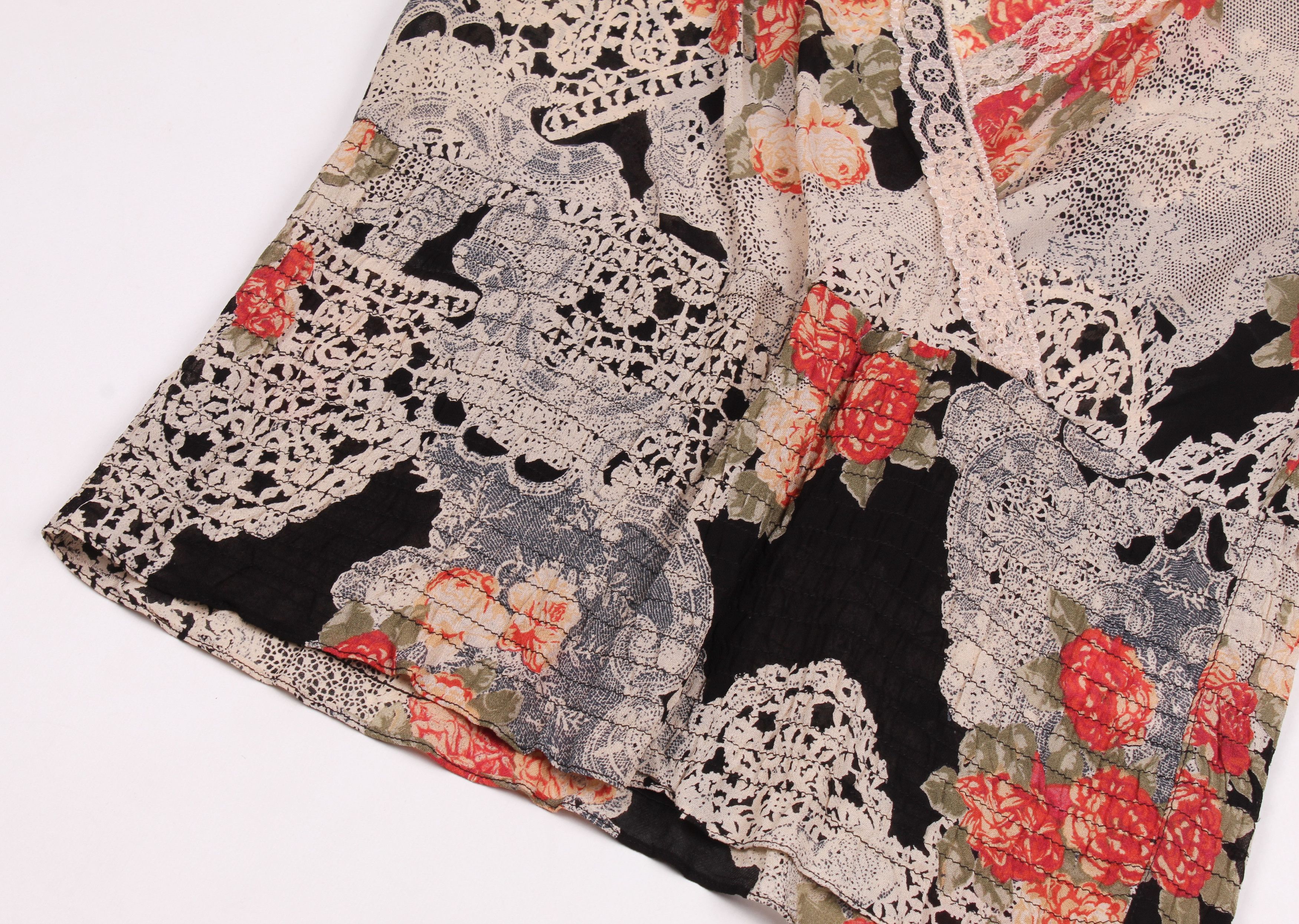 Vintage Vintage Wallis Y2K Mesh Floral V-Neck Blouse Top Size L / US 10 / IT 46 - 6 Thumbnail